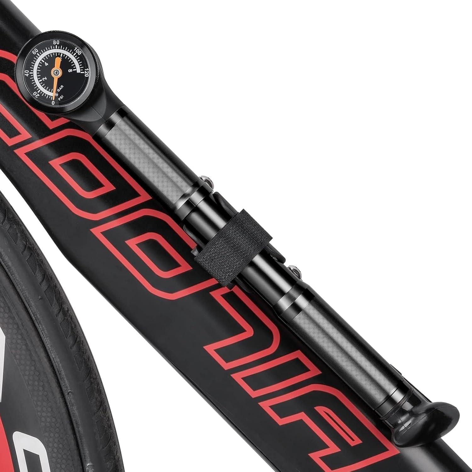 Bomba de Bicicleta Portátil CXWXC Mini con Manómetro 120 PSI