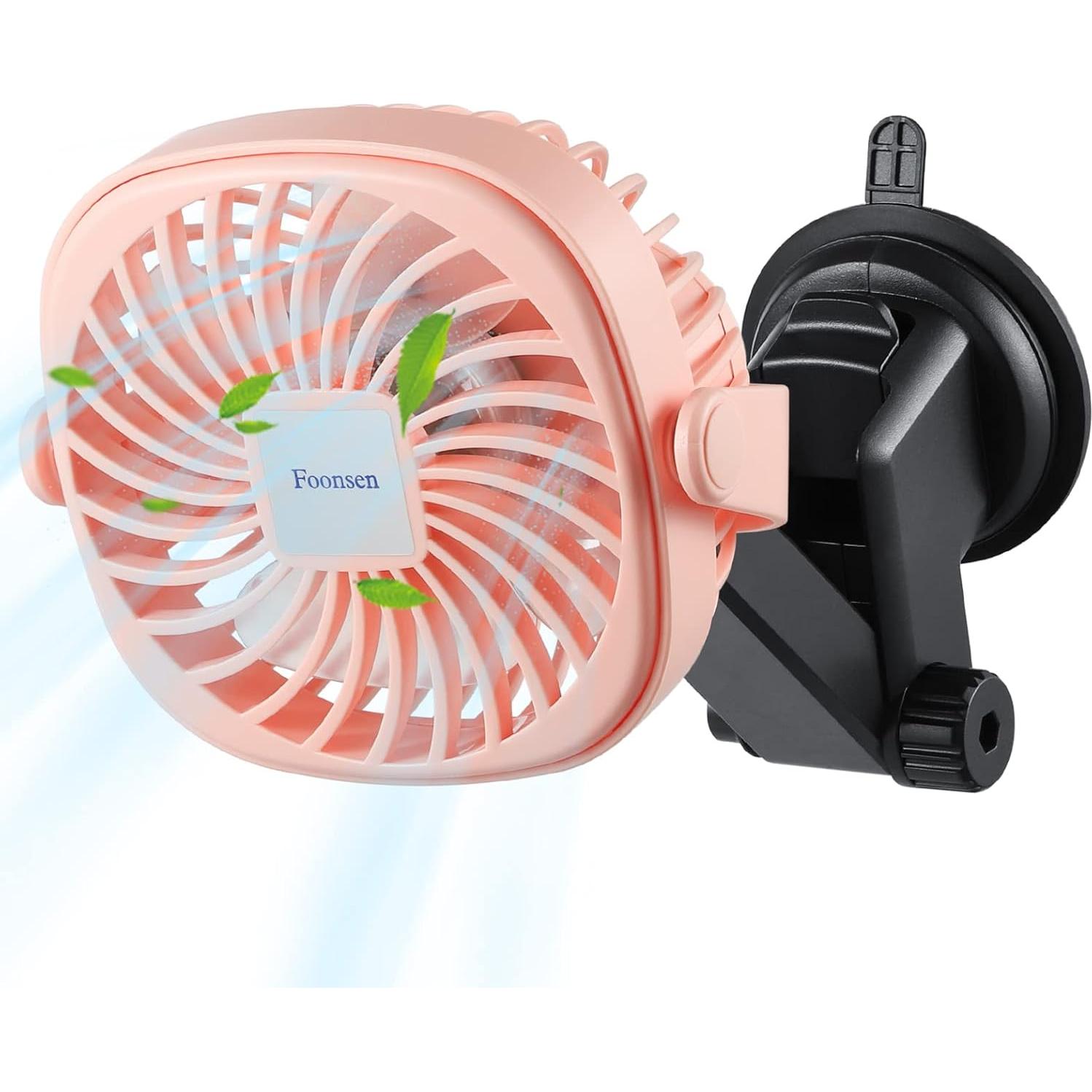 Ventilador Recargable USB Foonsen Rosa 3 Velocidades Portátil