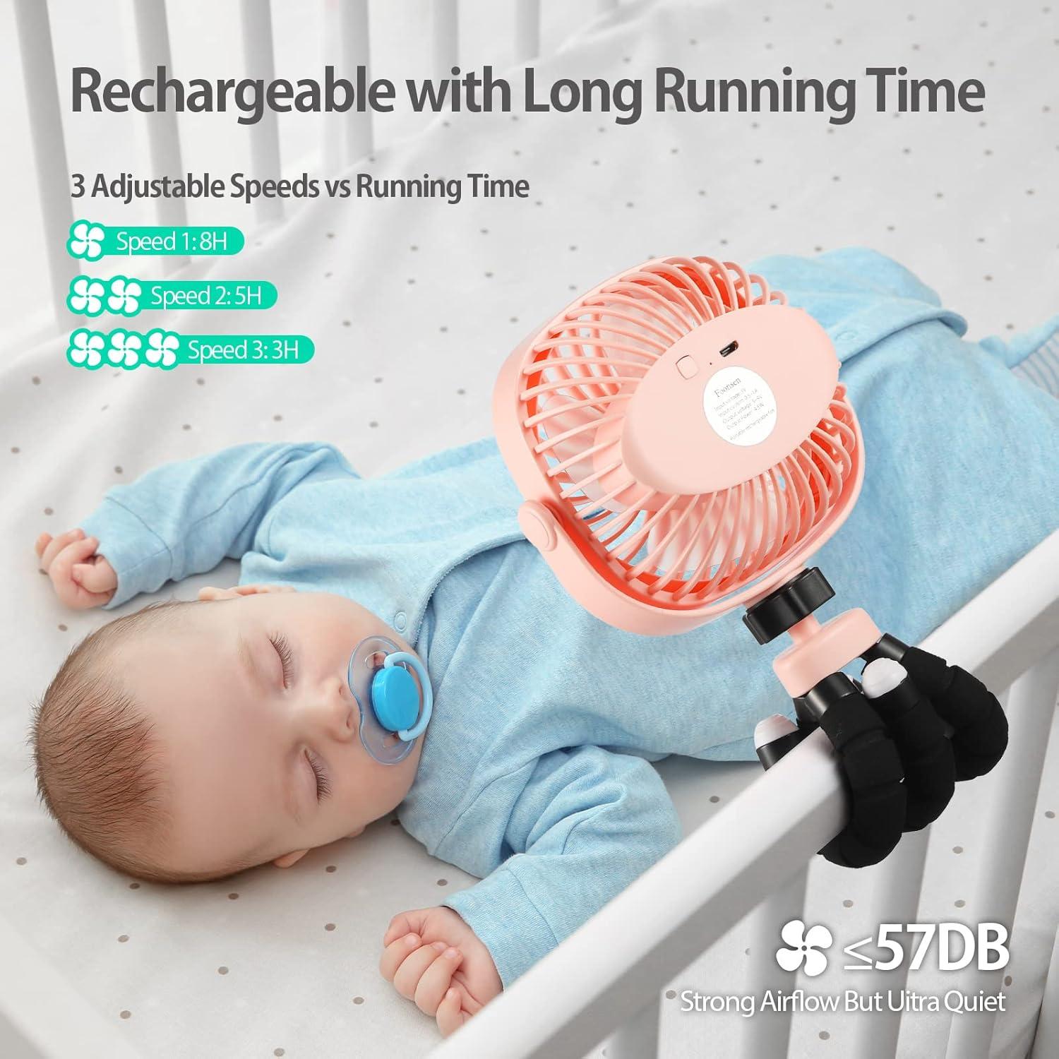 Ventilador Recargable USB Foonsen Rosa 3 Velocidades Portátil