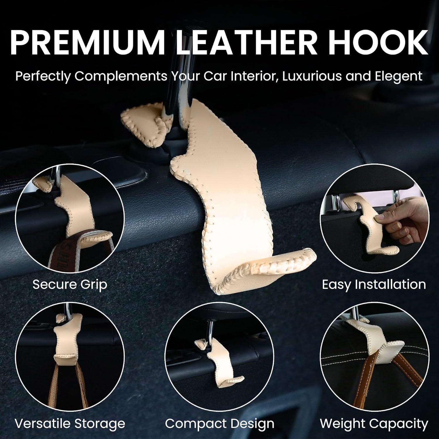 Ganchos para Asiento de Coche Cartaxio 2 Pcs Beige Aluminio Cuero