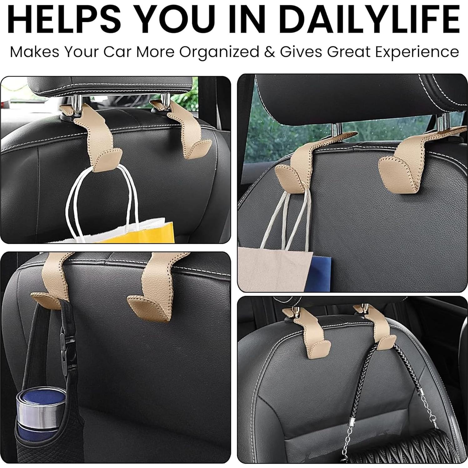 Ganchos para Asiento de Coche Cartaxio 2 Pcs Beige Aluminio Cuero