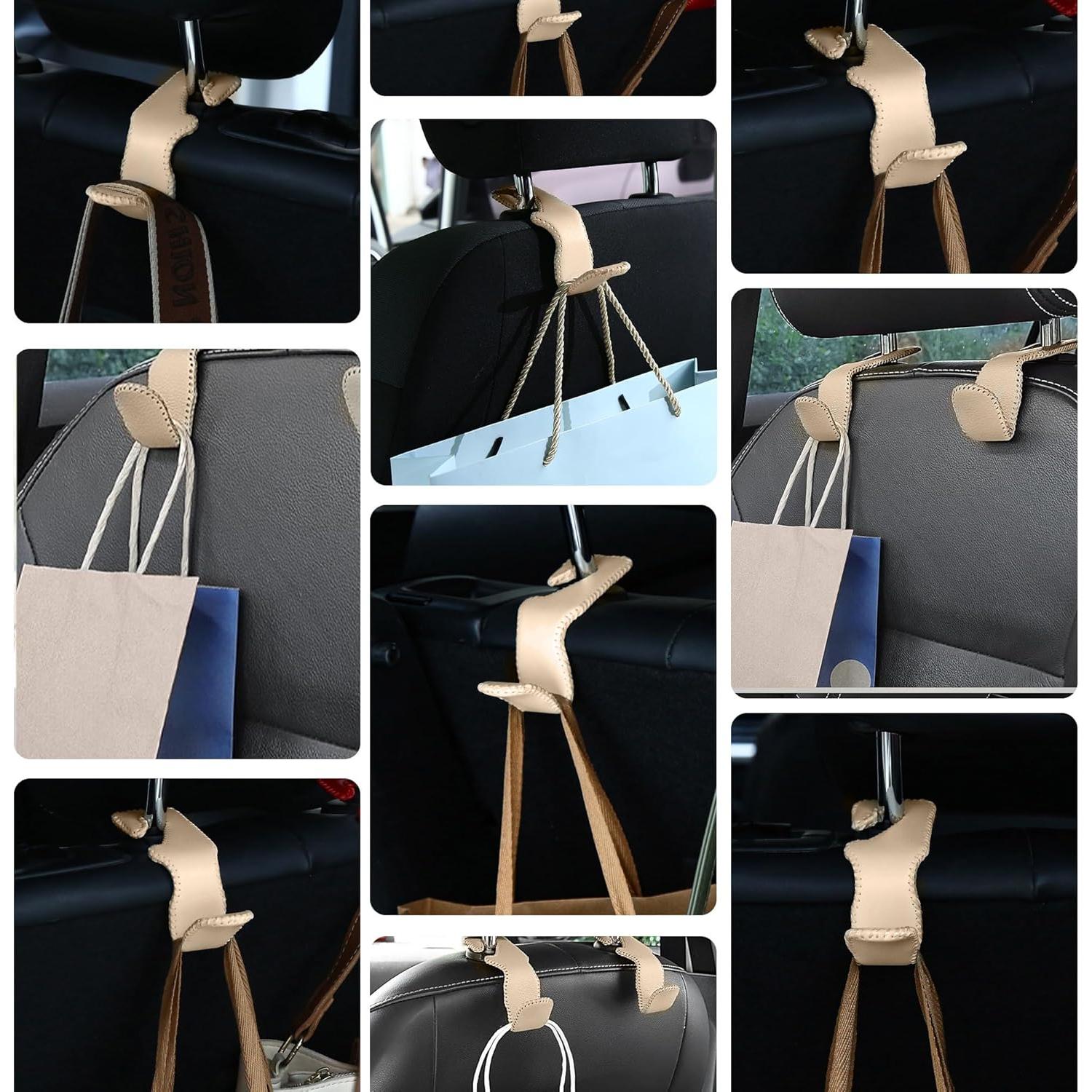 Ganchos para Asiento de Coche Cartaxio 2 Pcs Beige Aluminio Cuero