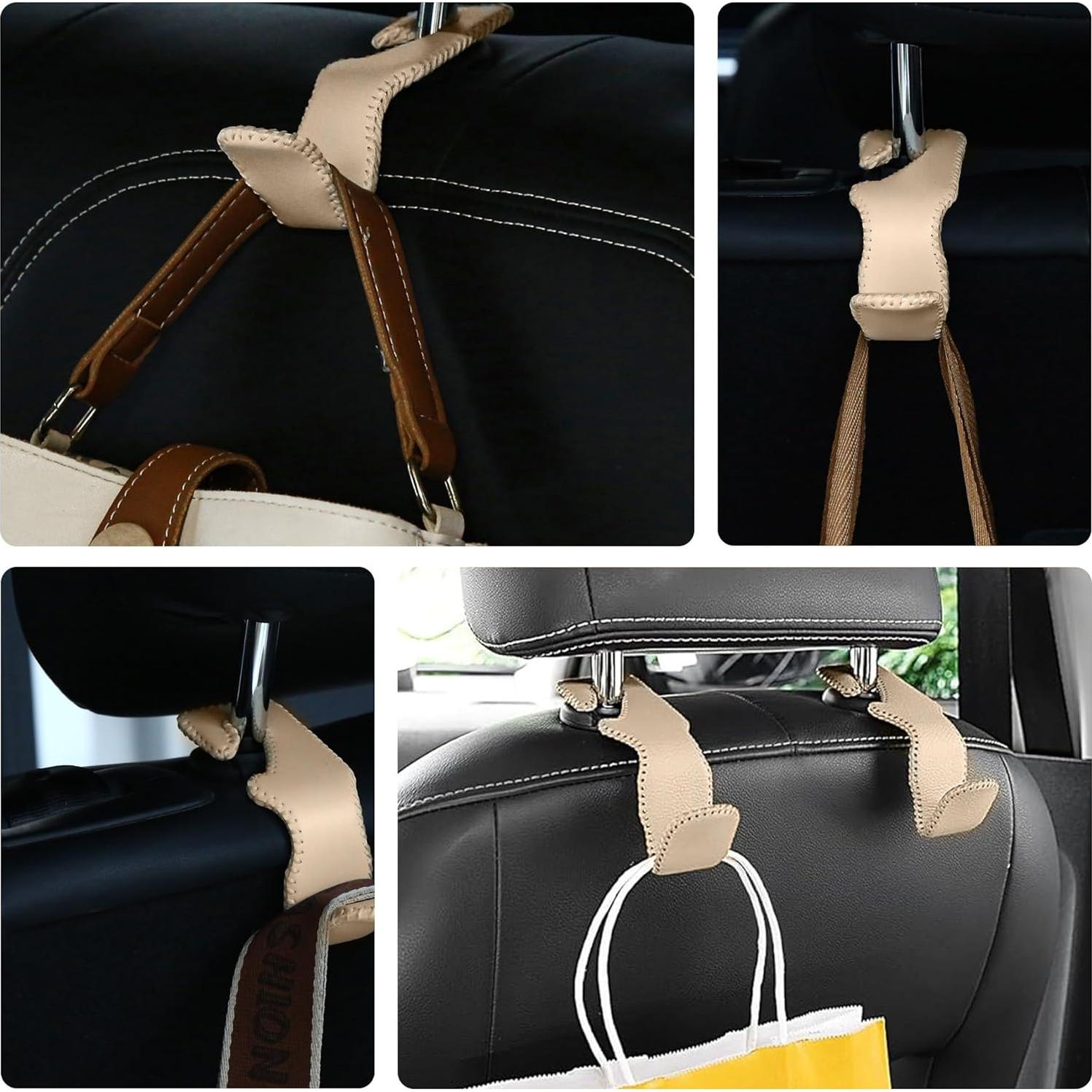 Ganchos para Asiento de Coche Cartaxio 2 Pcs Beige Aluminio Cuero