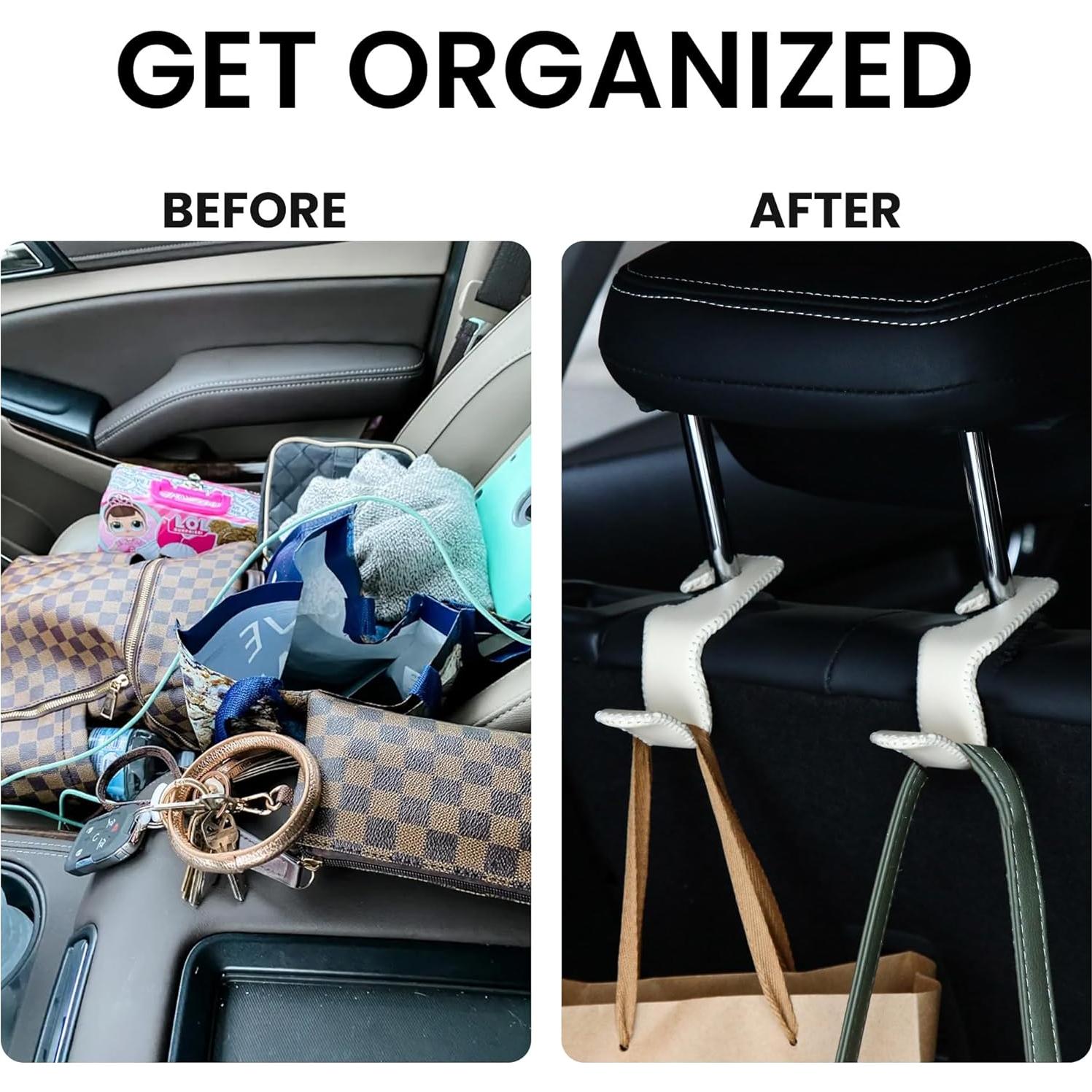 Ganchos para Asiento de Coche Cartaxio 2 Pcs Beige Aluminio Cuero