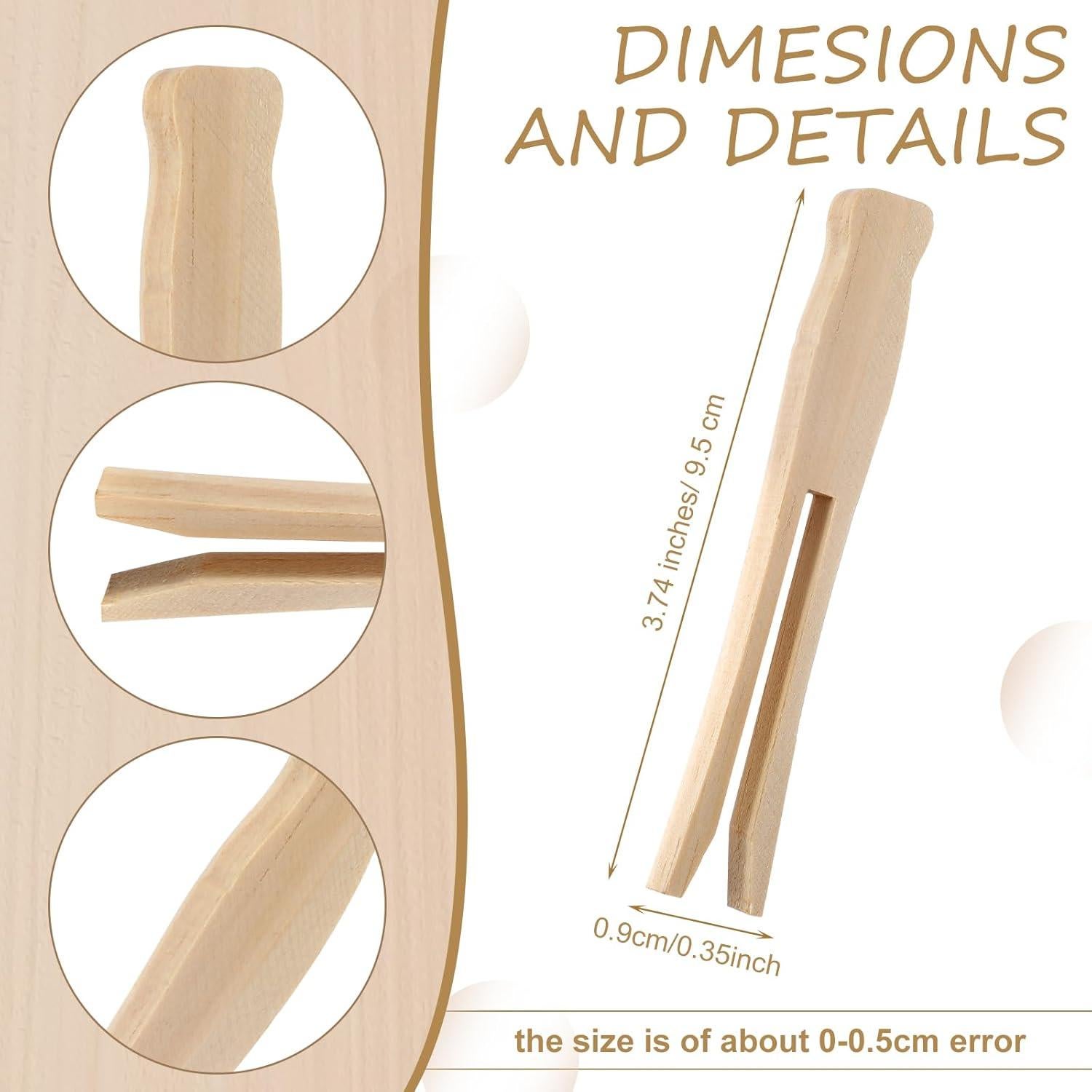 200 Pinzas de Madera Vintage Zubebe para Ropa 9.5 cm