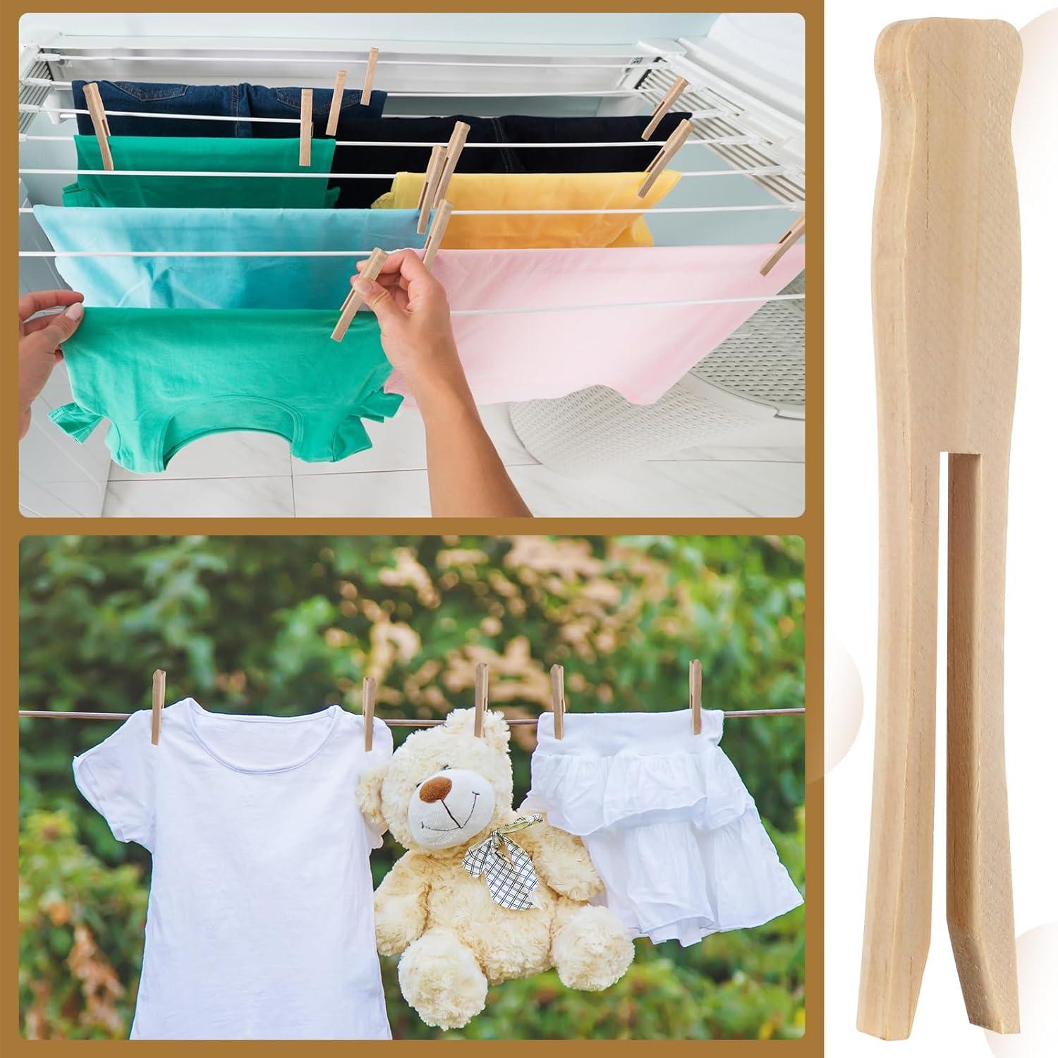 200 Pinzas de Madera Vintage Zubebe para Ropa 9.5 cm