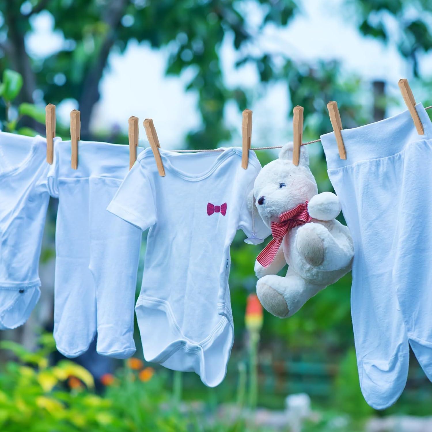 200 Pinzas de Madera Vintage Zubebe para Ropa 9.5 cm