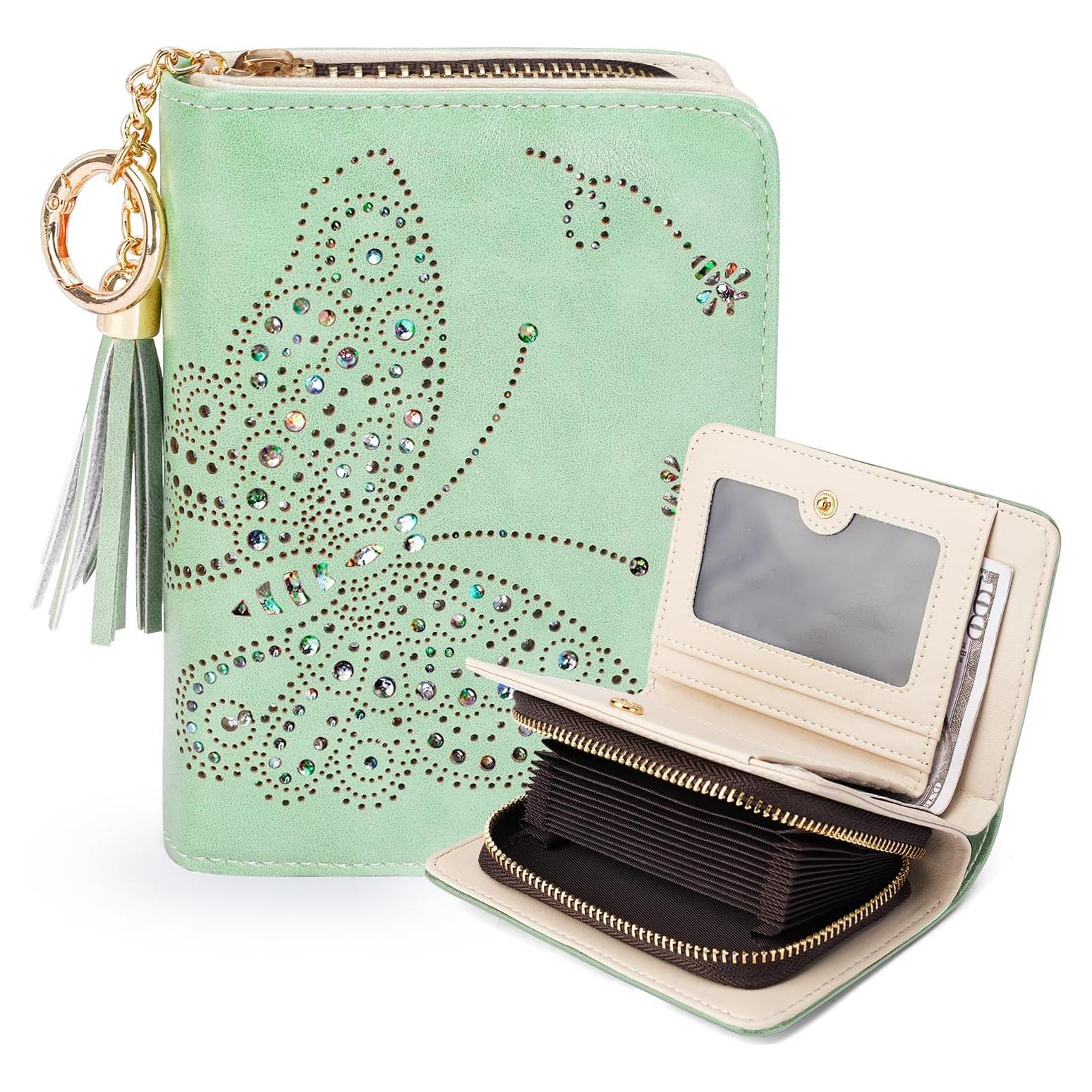 Cartera Bifolding Verde Menta Mujer con Bloqueo RFID