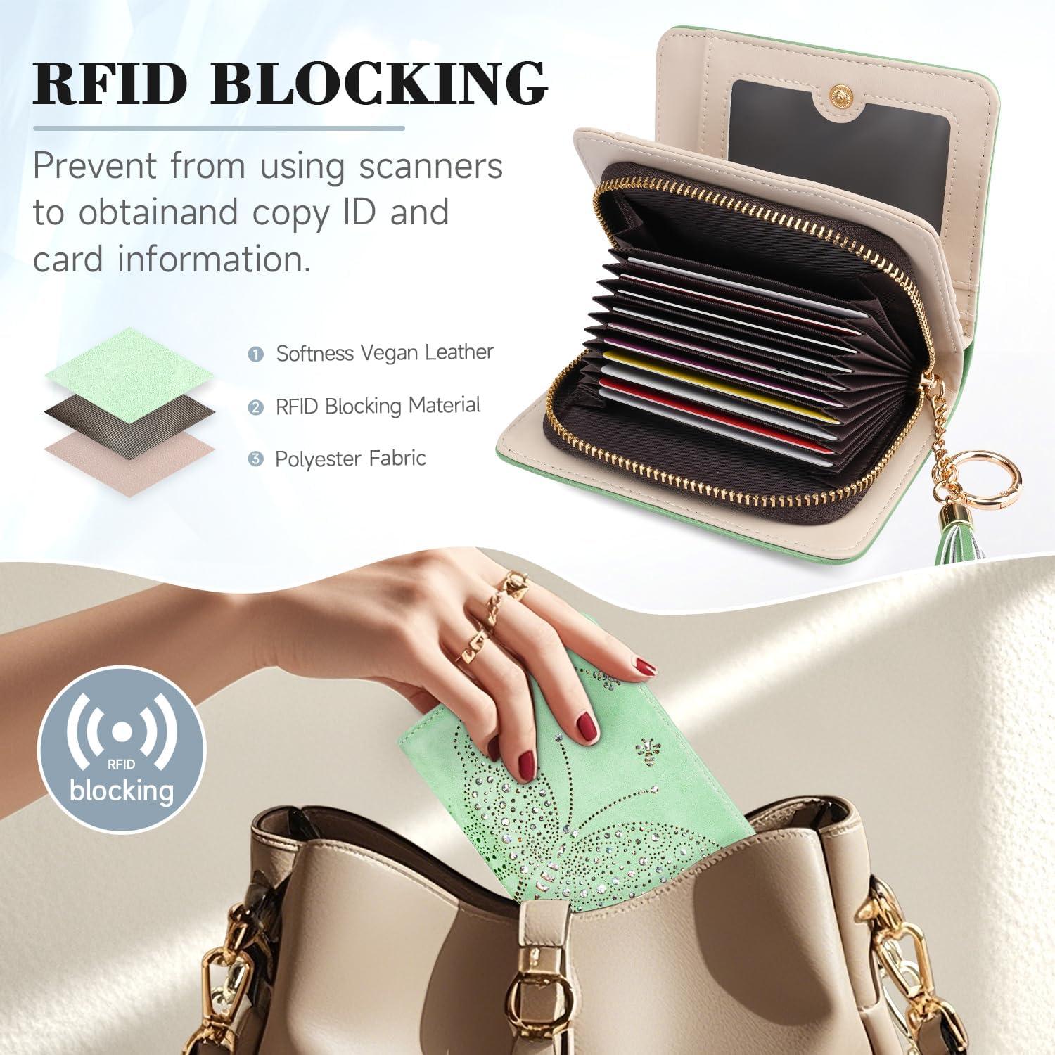Cartera Bifolding Verde Menta Mujer con Bloqueo RFID