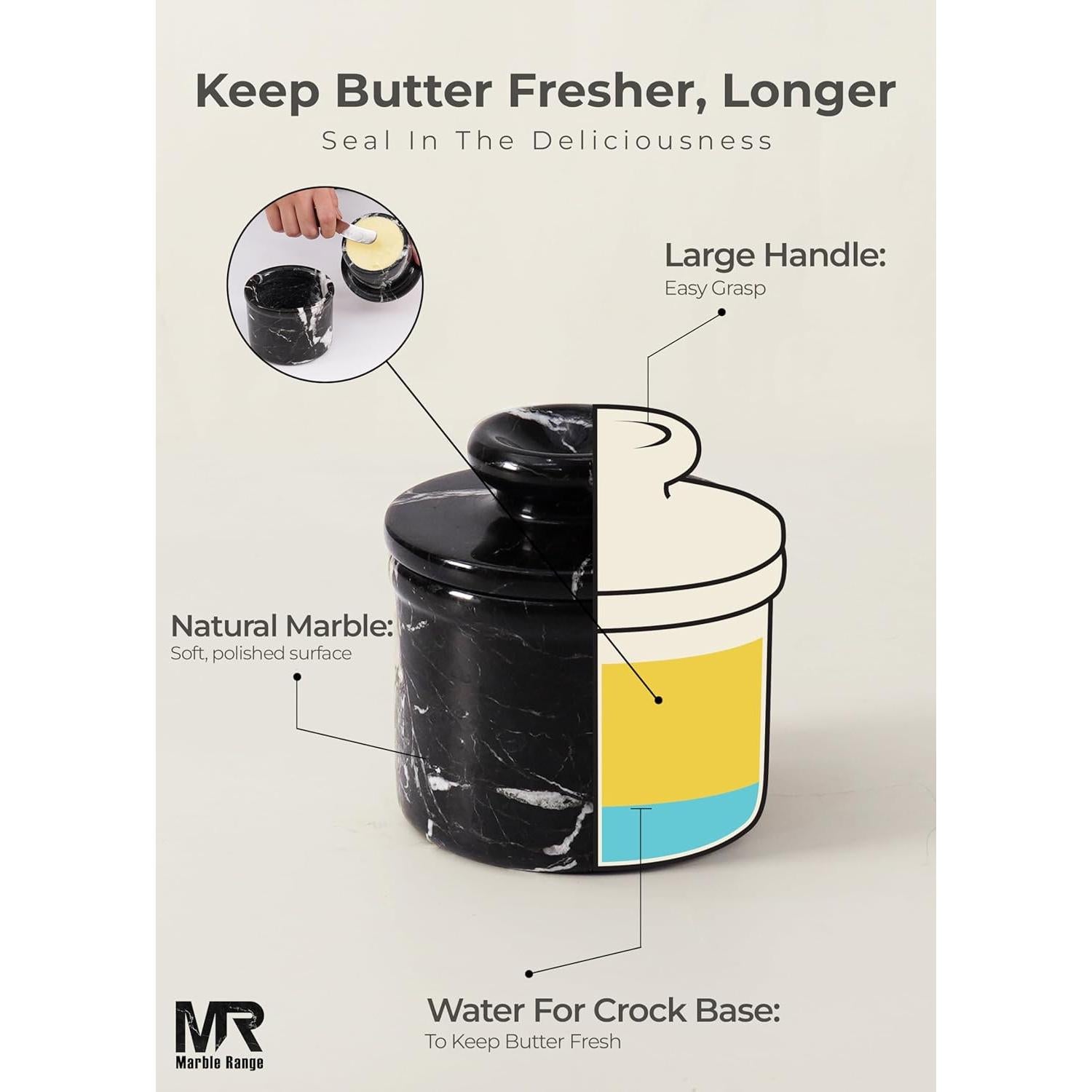 Conservador de Mantequilla de Mármol Marble Range 10.8 cm
