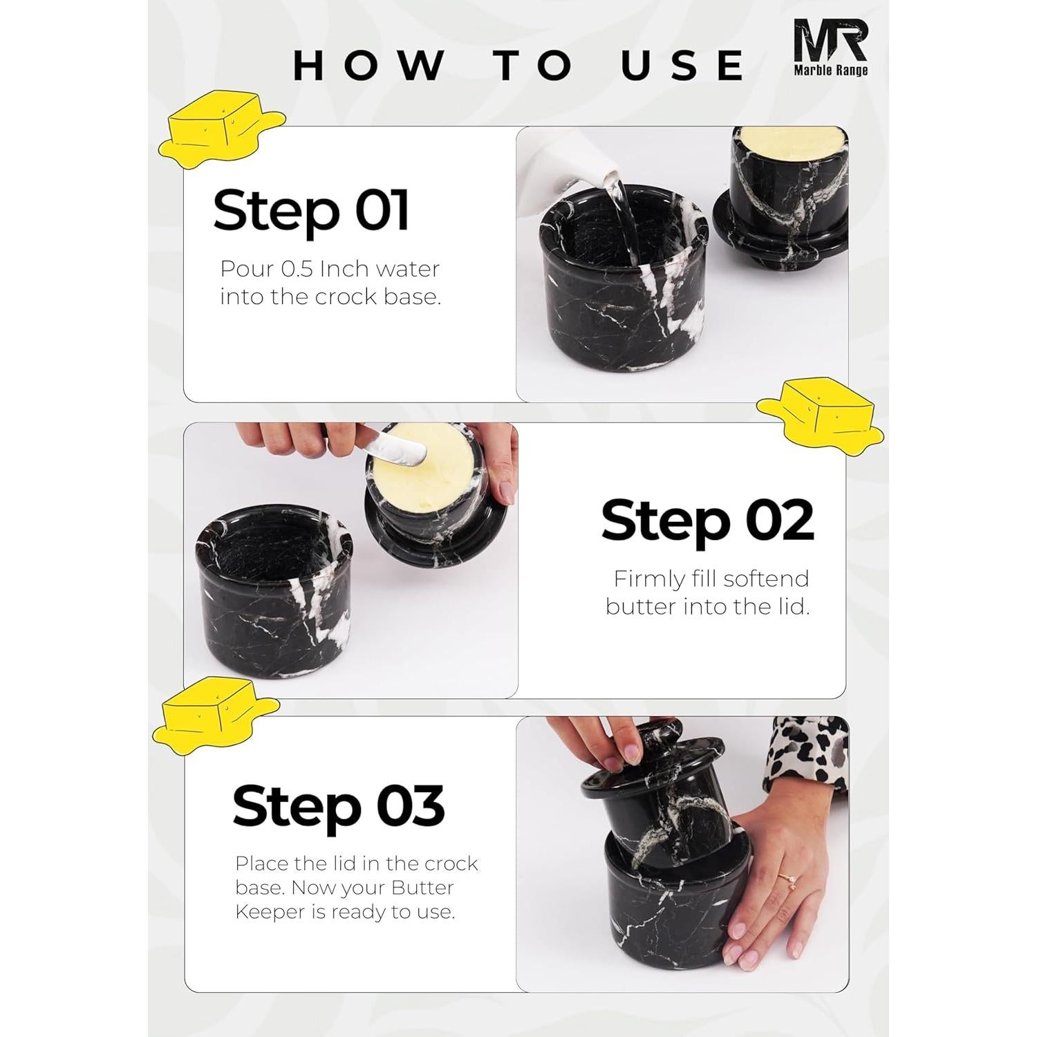 Conservador de Mantequilla de Mármol Marble Range 10.8 cm