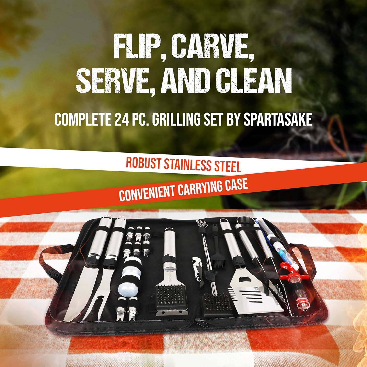 Kit de Herramientas de Barbacoa SpartaSake 24 Piezas Acero Inoxidable