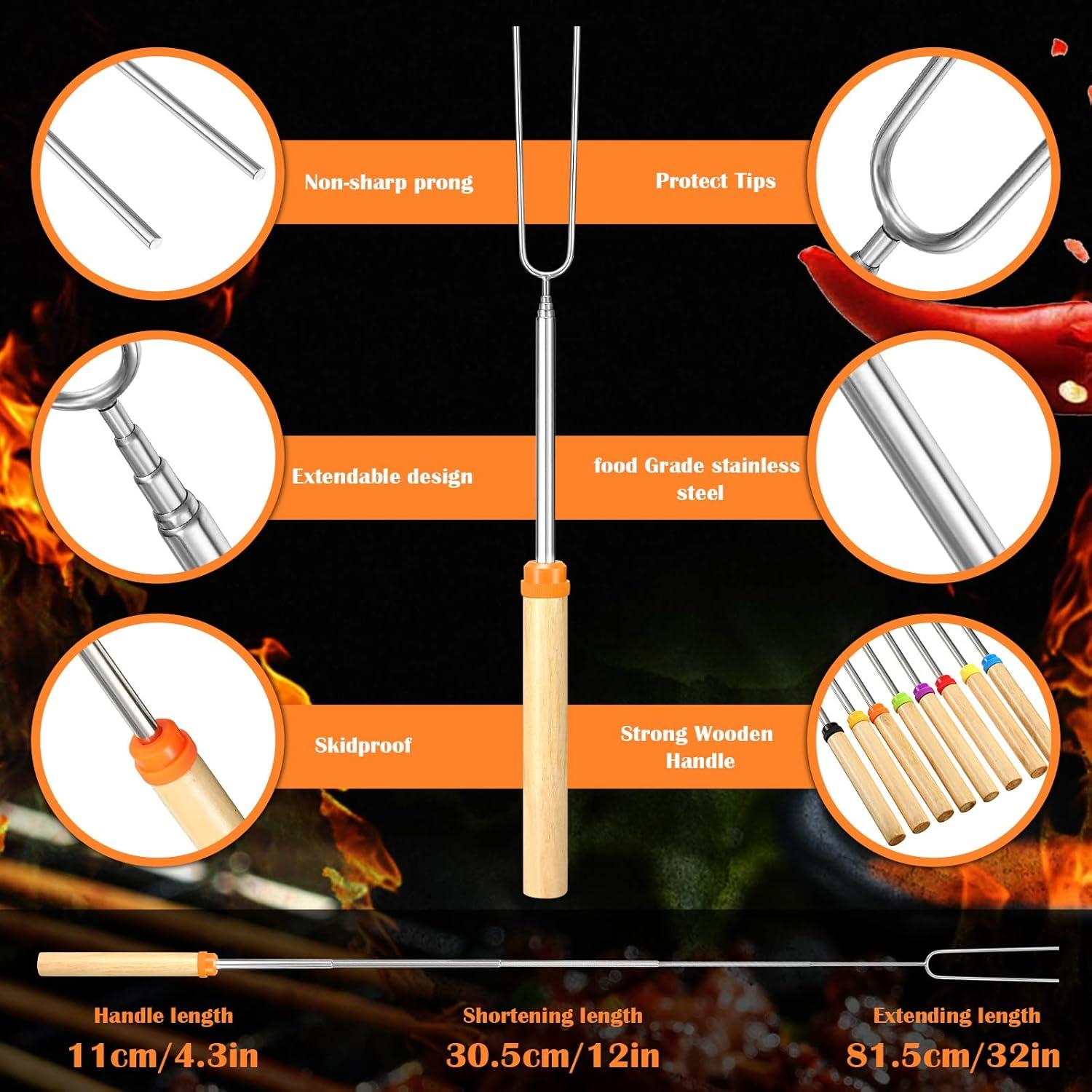 Paquete de 10 varillas para asar malvaviscos Minatee 81 cm