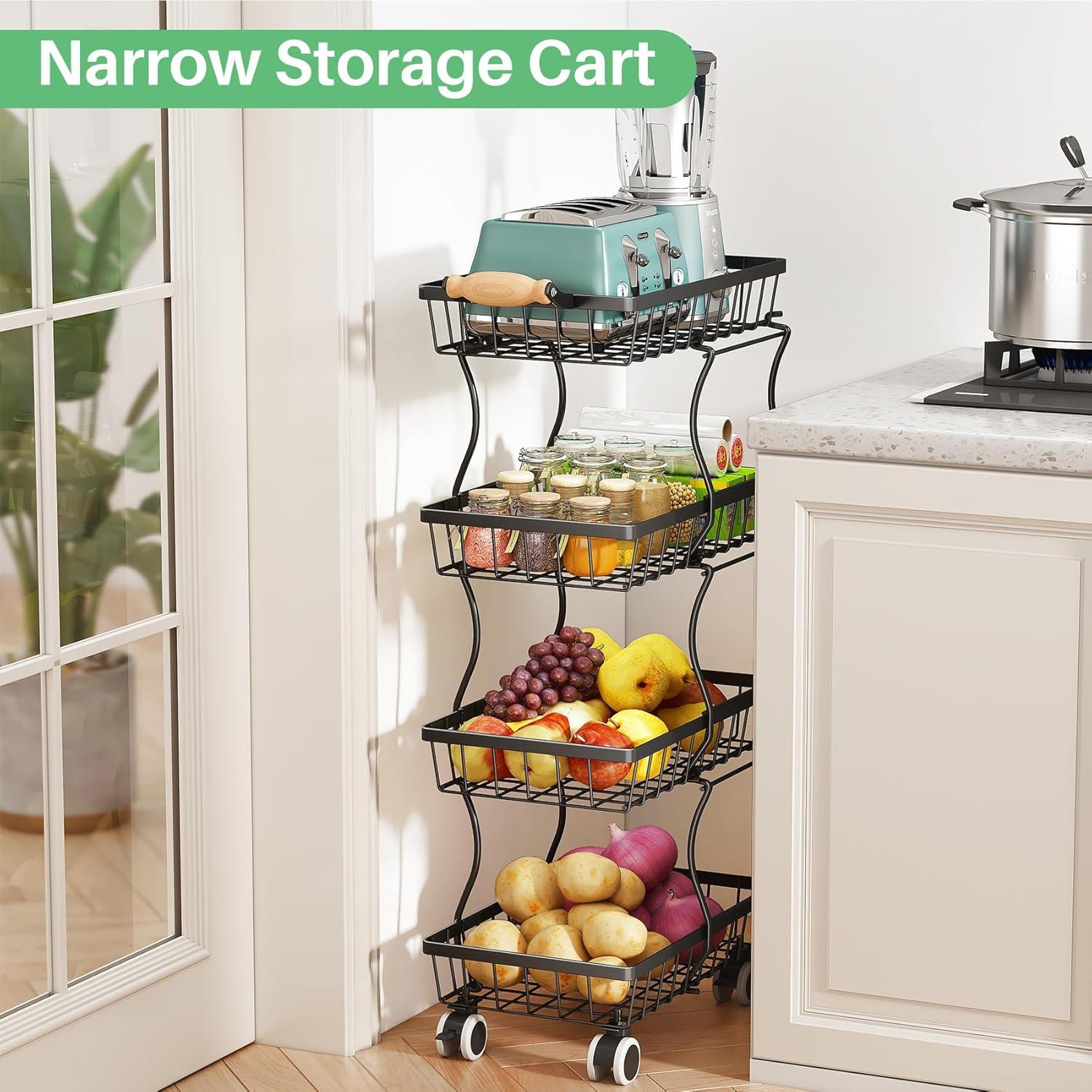 Estante Apilable de Alambre Metálico SAYZH Negro 4 Niveles