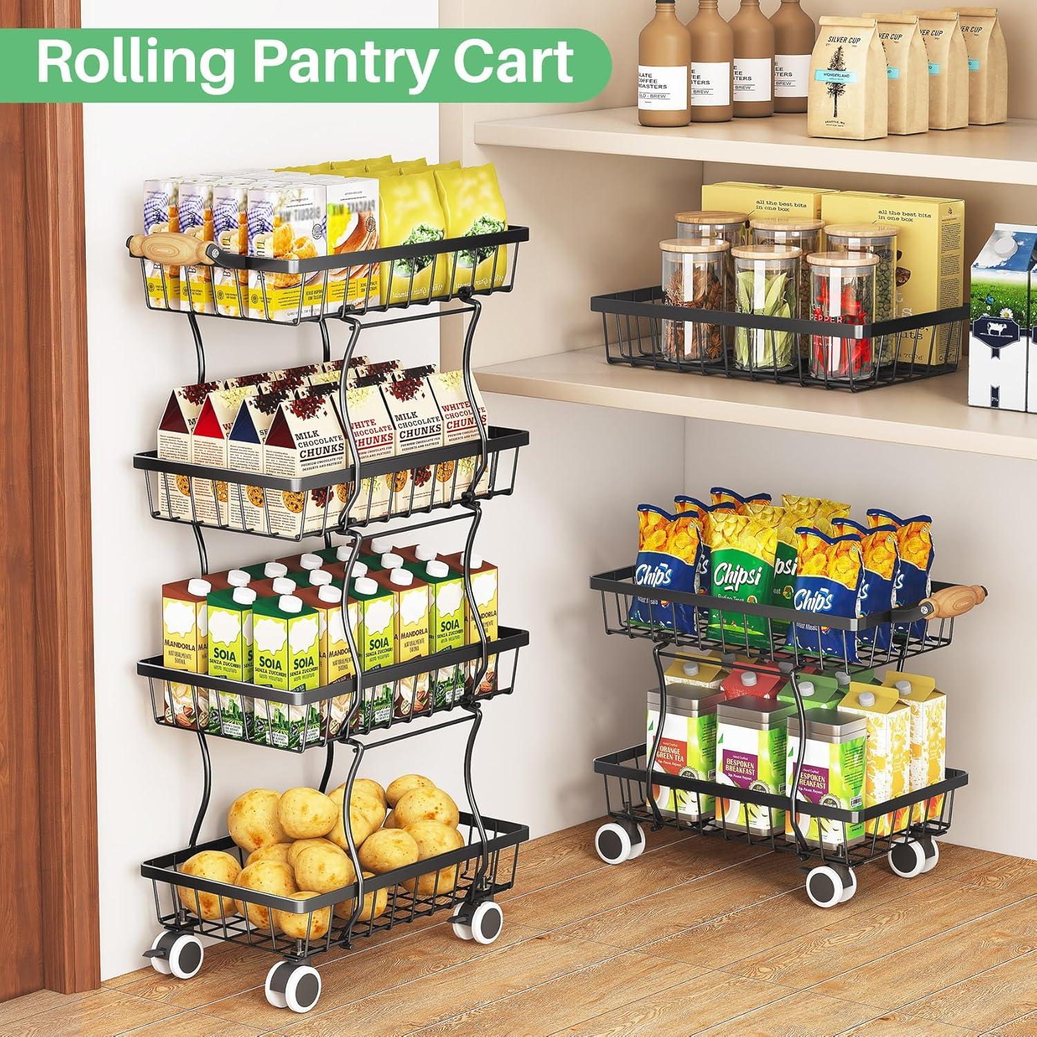 Estante Apilable de Alambre Metálico SAYZH Negro 4 Niveles