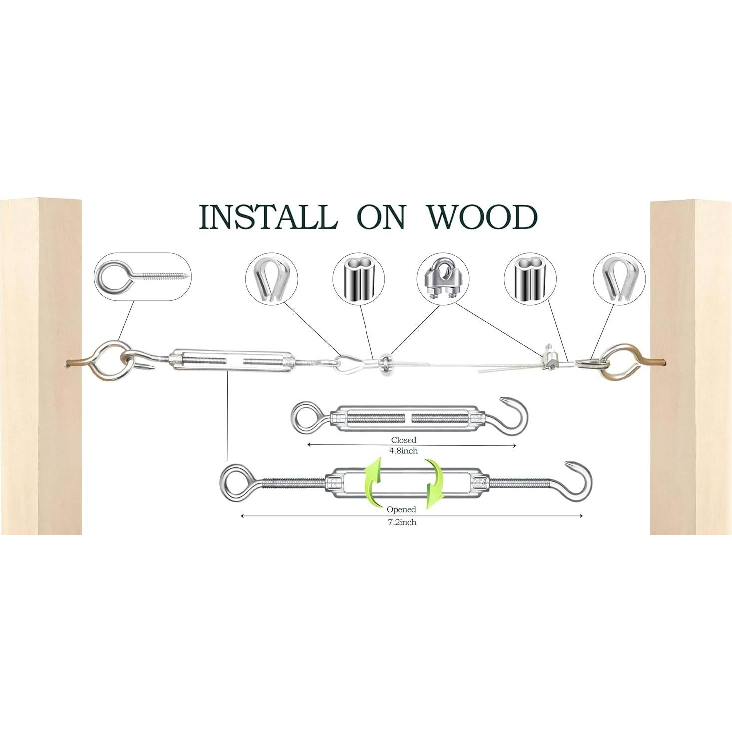 Cable de Acero Inoxidable 304 100FT con Tensor M5 - Jardinería