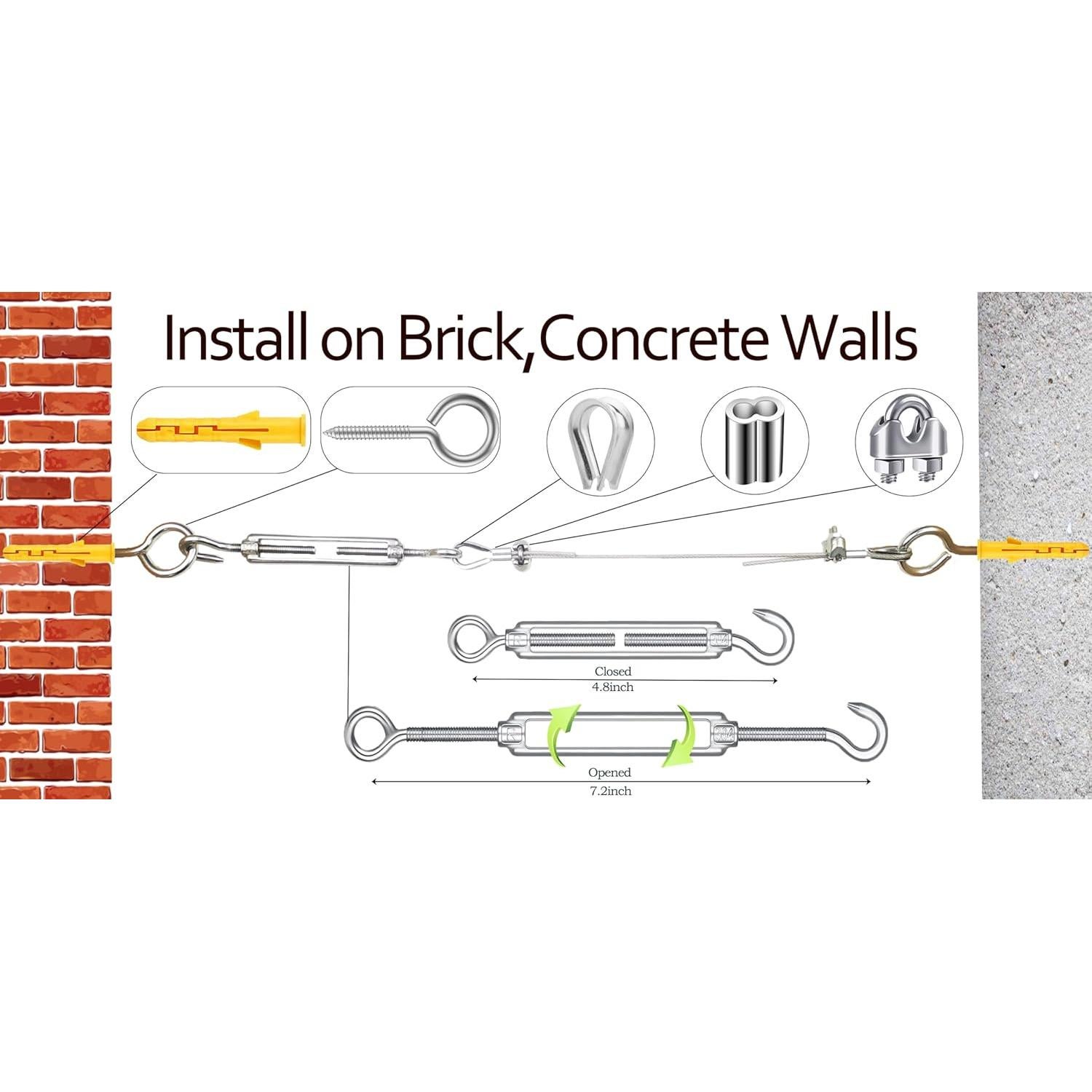 Cable de Acero Inoxidable 304 100FT con Tensor M5 - Jardinería