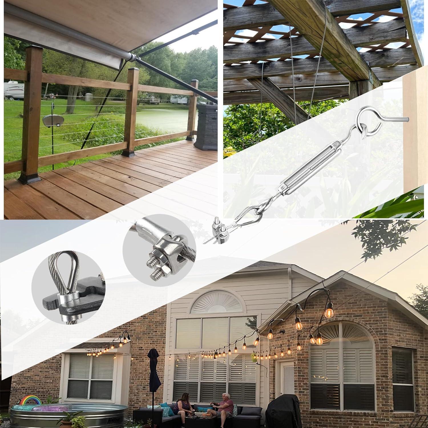 Cable de Acero Inoxidable 304 100FT con Tensor M5 - Jardinería