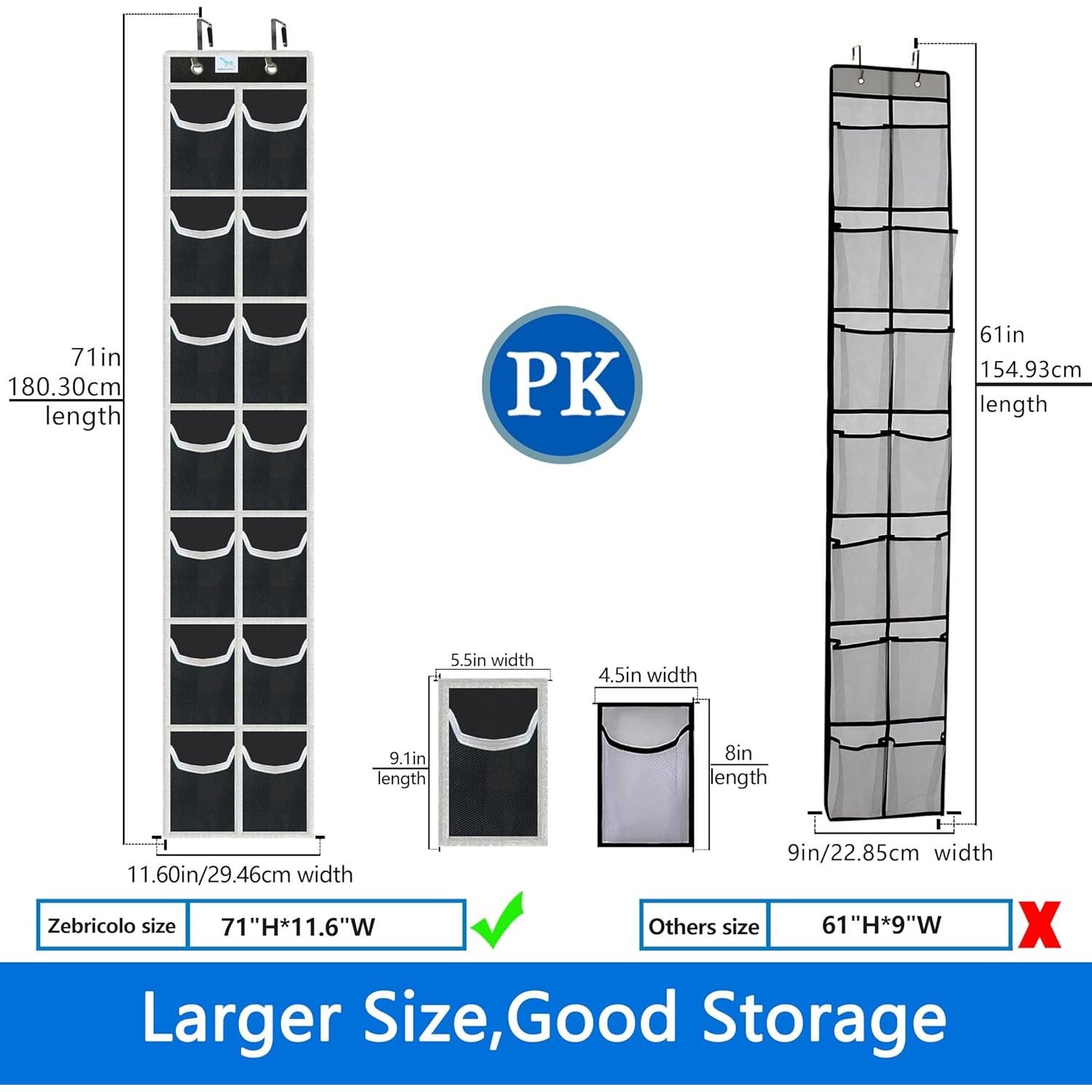 Organizador de zapatos para puerta Zebricolo, 14 bolsillos, 20.4 kg