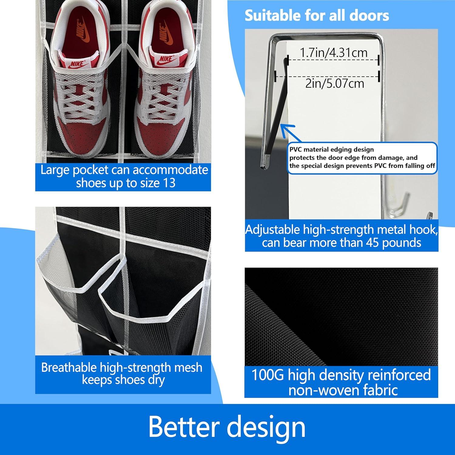 Organizador de zapatos para puerta Zebricolo, 14 bolsillos, 20.4 kg