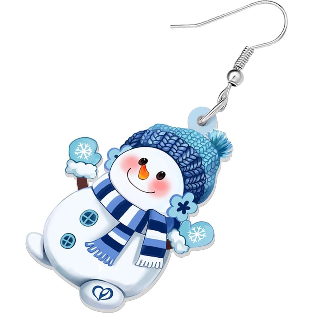 Pendientes de Muñeco de Nieve OUSIO Joyería - Acrílico Azul