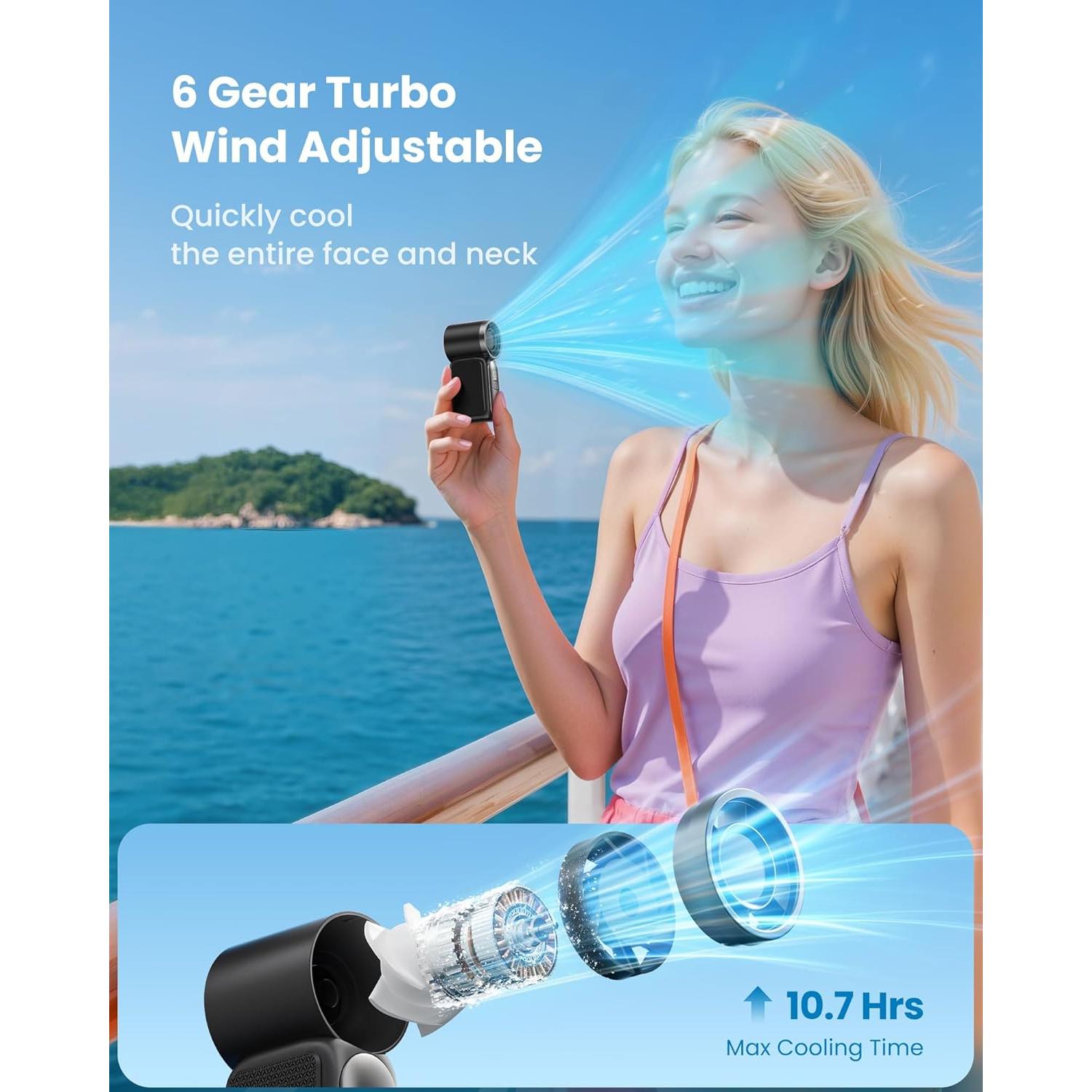 Ventilador Portátil Gaiatop Mini 8.9 cm 6 Velocidades Recargable