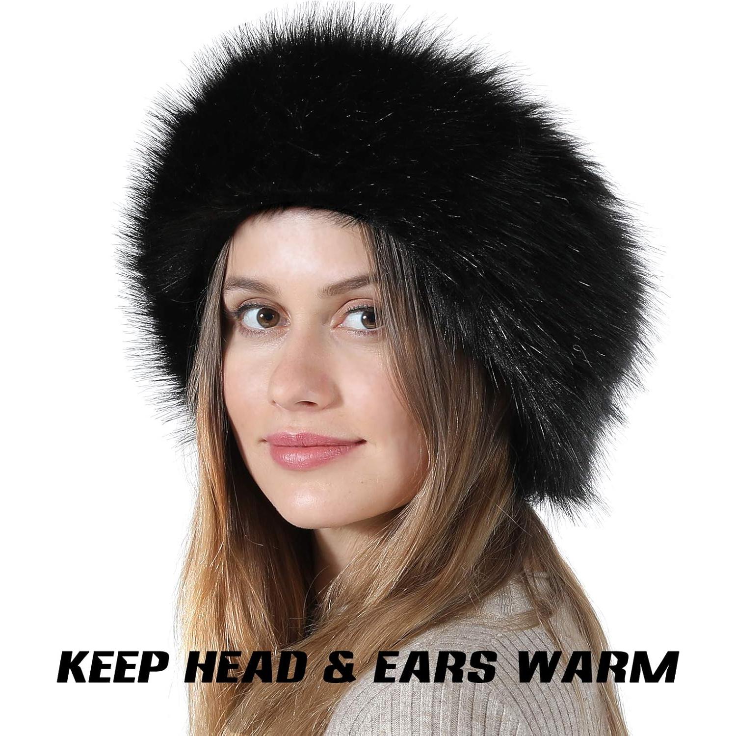 Diadema de Piel Sintética Fancylovesotio Negra para Invierno