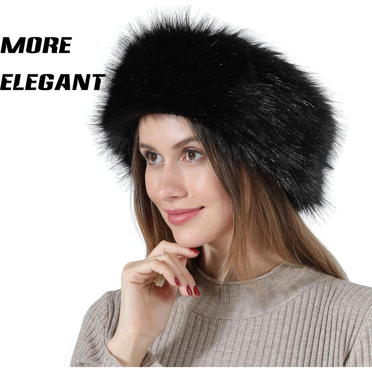 Diadema de Piel Sintética Fancylovesotio Negra para Invierno