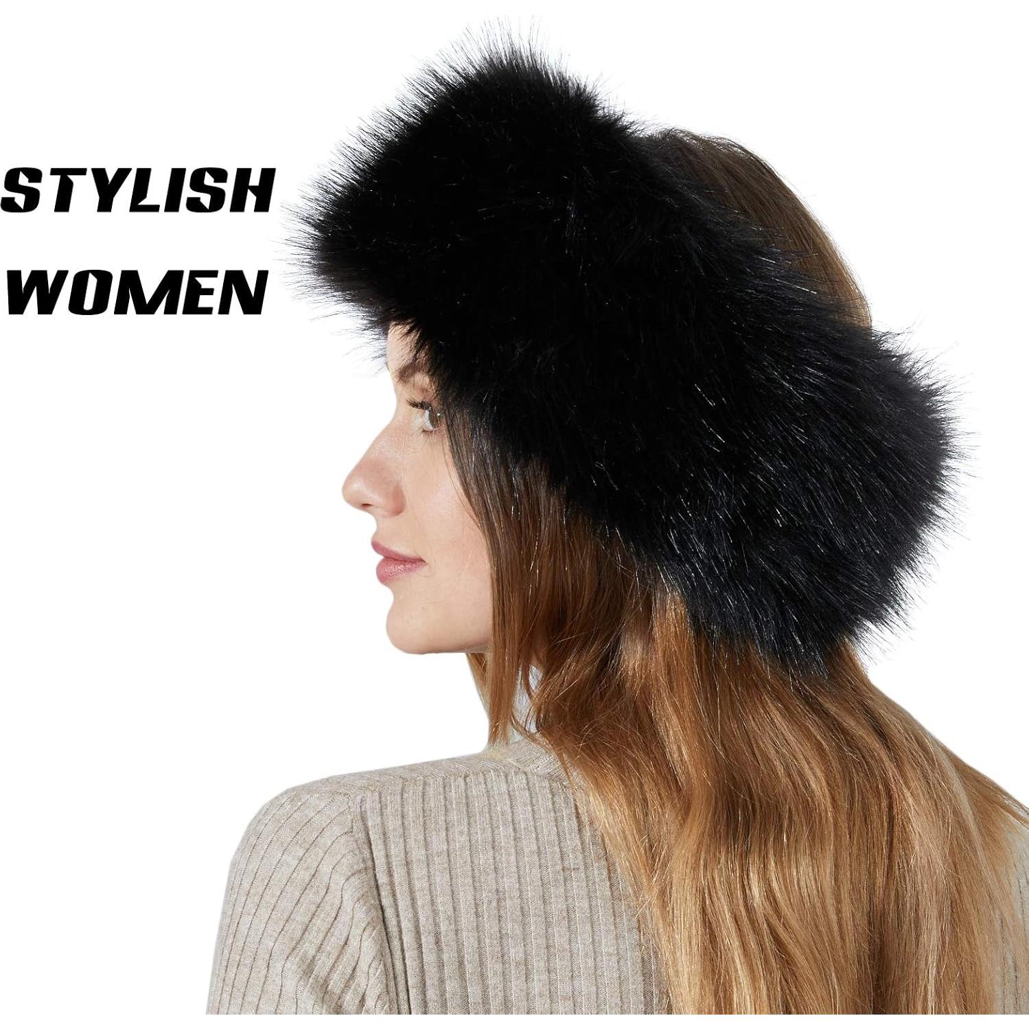 Diadema de Piel Sintética Fancylovesotio Negra para Invierno