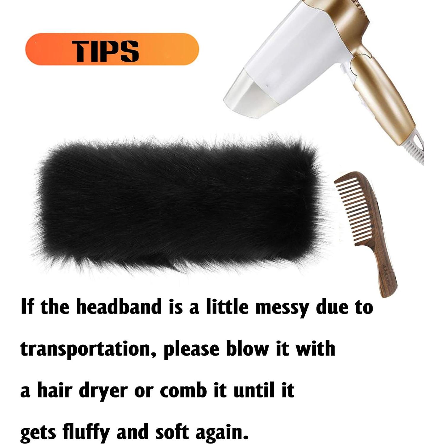 Diadema de Piel Sintética Fancylovesotio Negra para Invierno