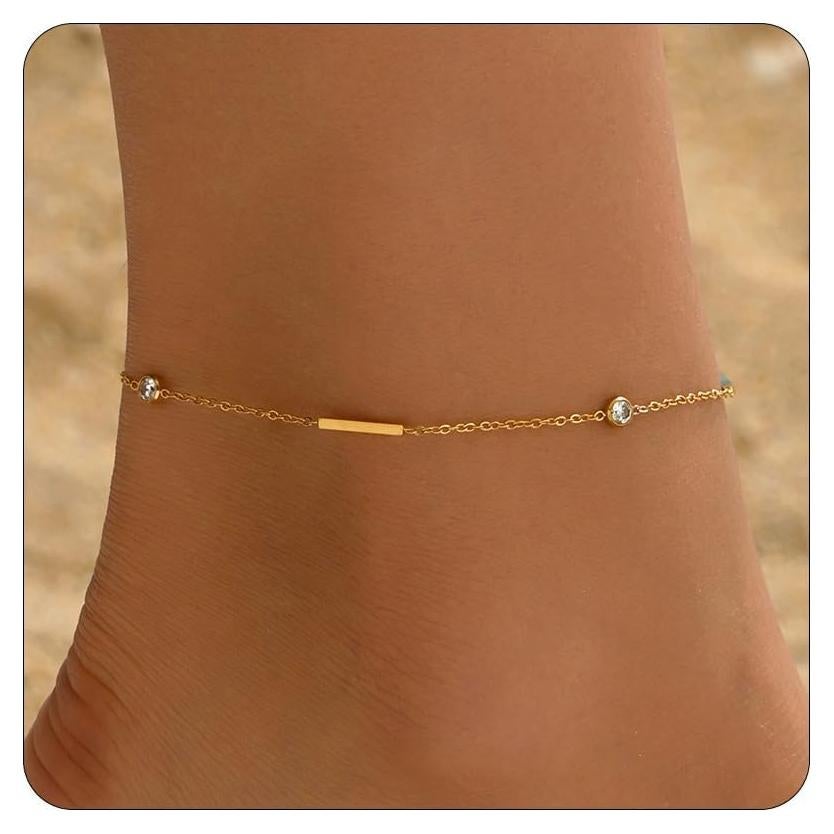 Pulsera de Tobillo Dorada para Mujeres Dabovos con Zafiro