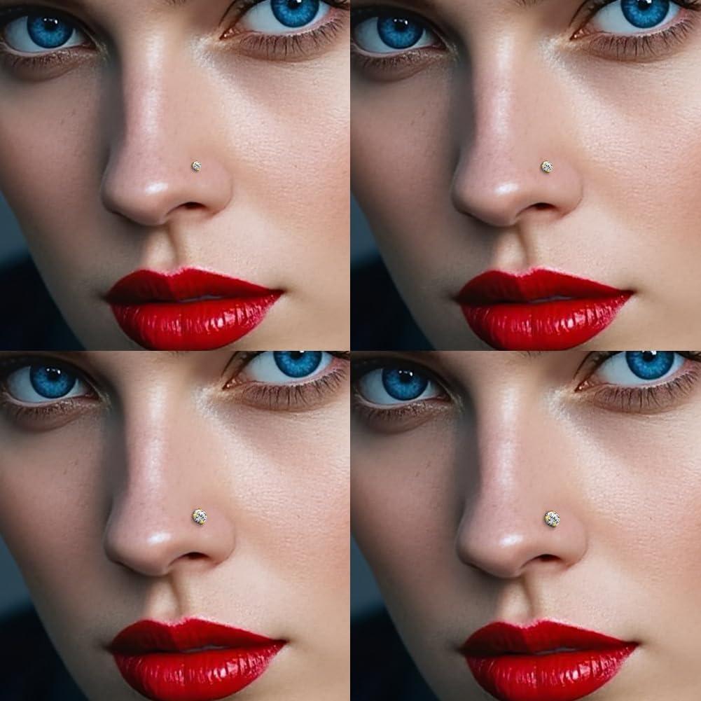 Conjunto de Anillos de Nariz y Studs Acero Inoxidable 20G 18G