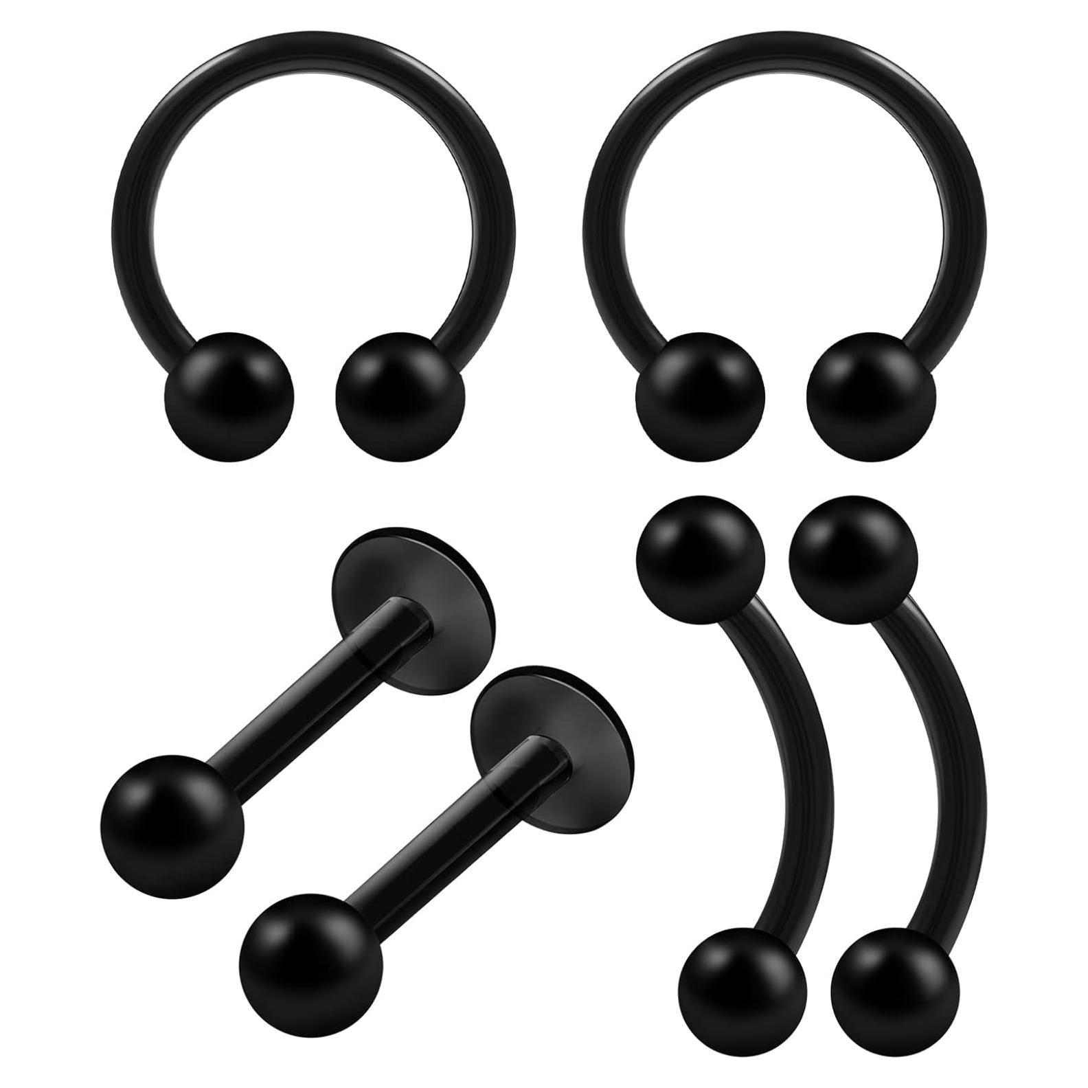 Pendientes de Bioflex 16g con bola acrílica 8mm - 6 piezas