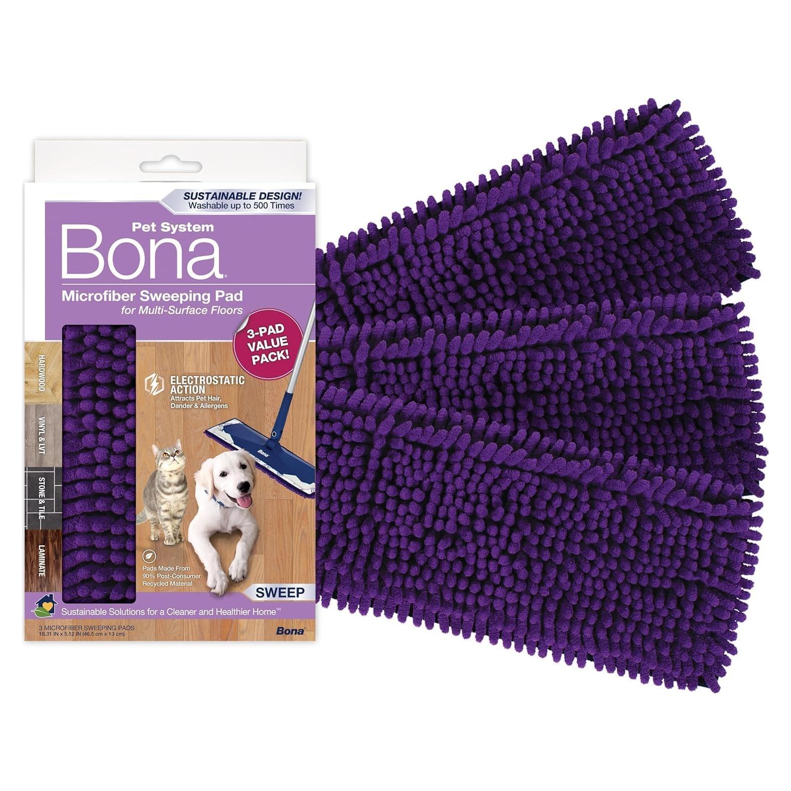 Almohadilla de Barrido Microfibra Bona Pet System - Paquete de 3