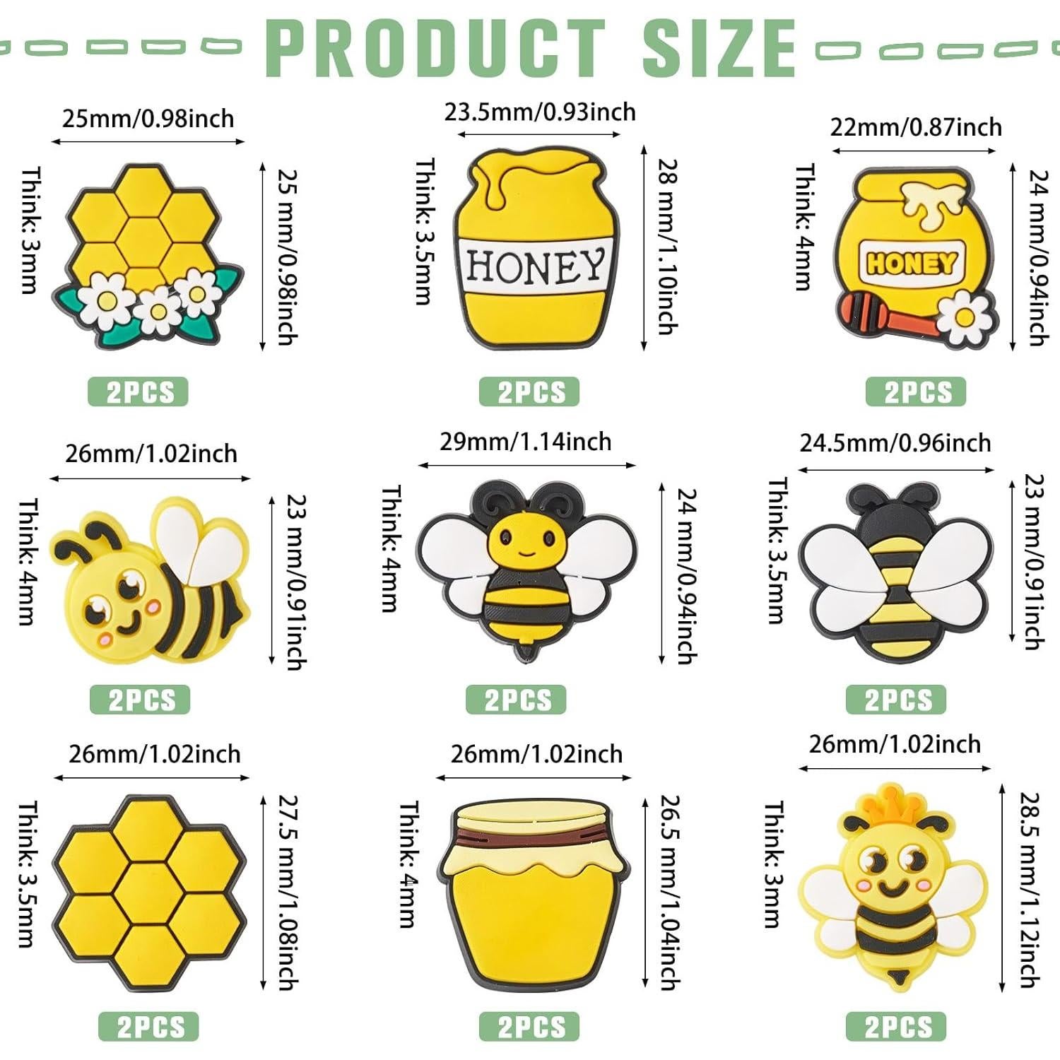 18 Piezas Clips de Lápiz Tema Abeja PH PandaHall - Silicona PVC