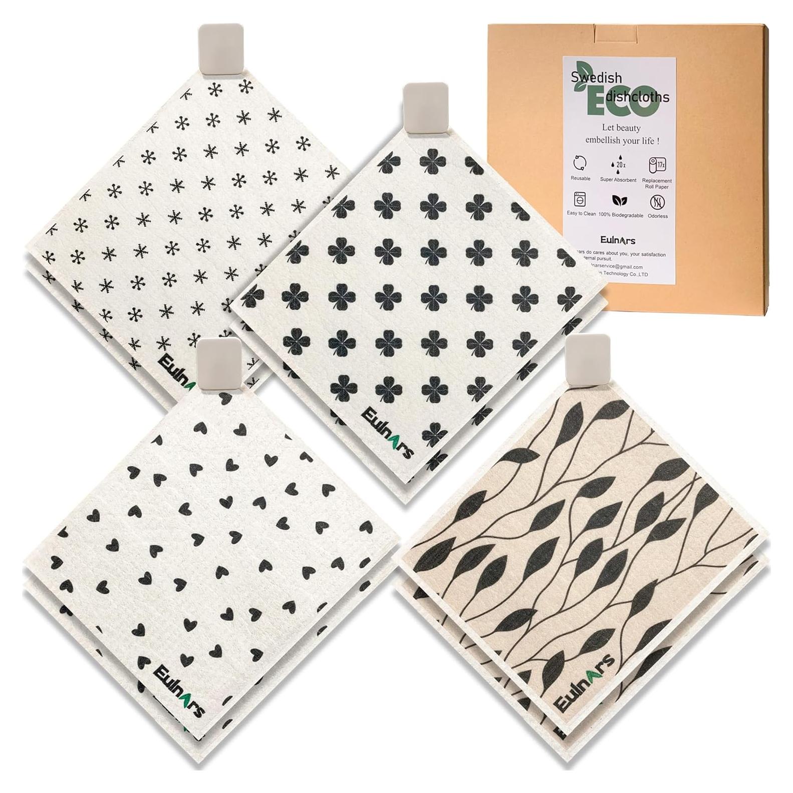 Toallas de Papel Reutilizables Eulnars, 8 Paños de Cocina 70% Celulosa