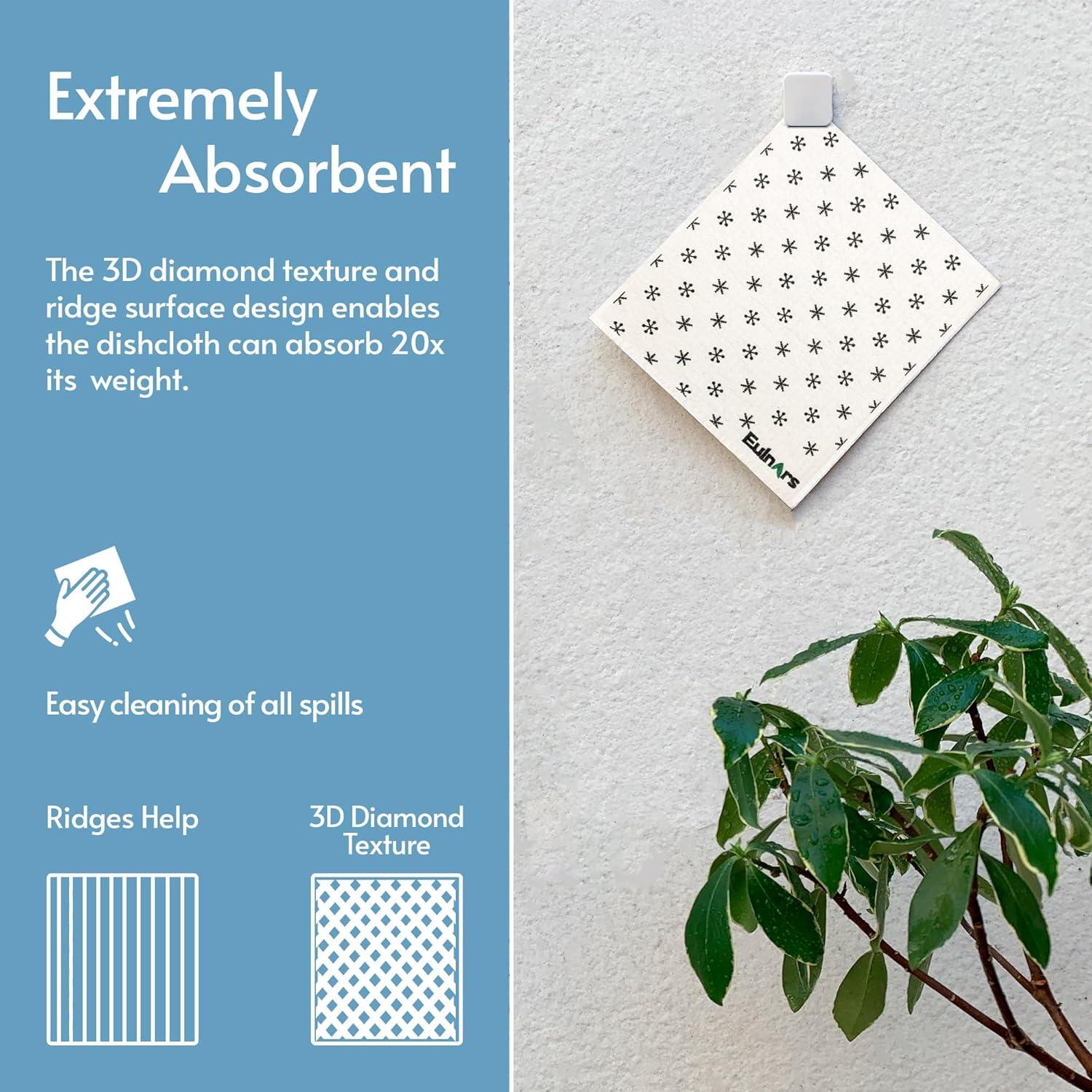 Toallas de Papel Reutilizables Eulnars, 8 Paños de Cocina 70% Celulosa