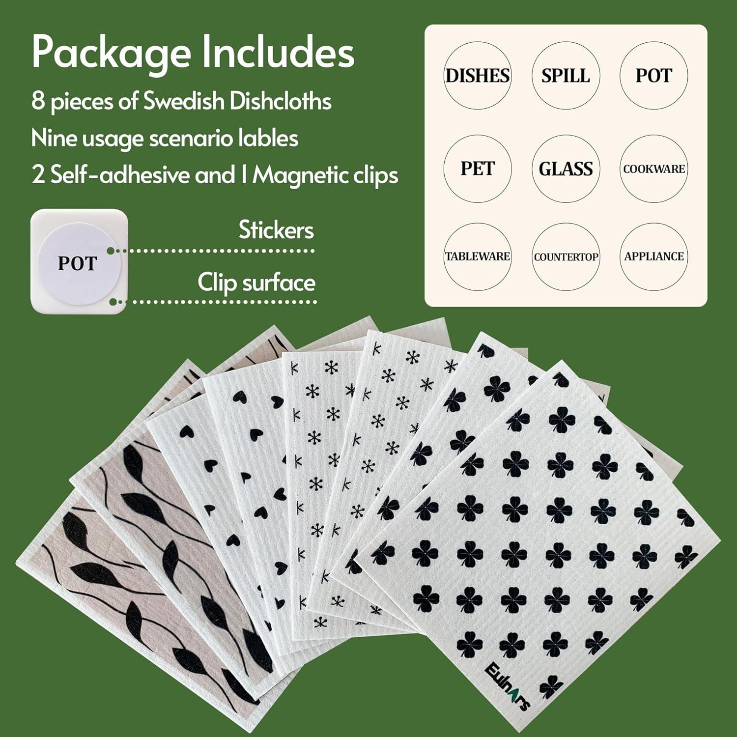 Toallas de Papel Reutilizables Eulnars, 8 Paños de Cocina 70% Celulosa