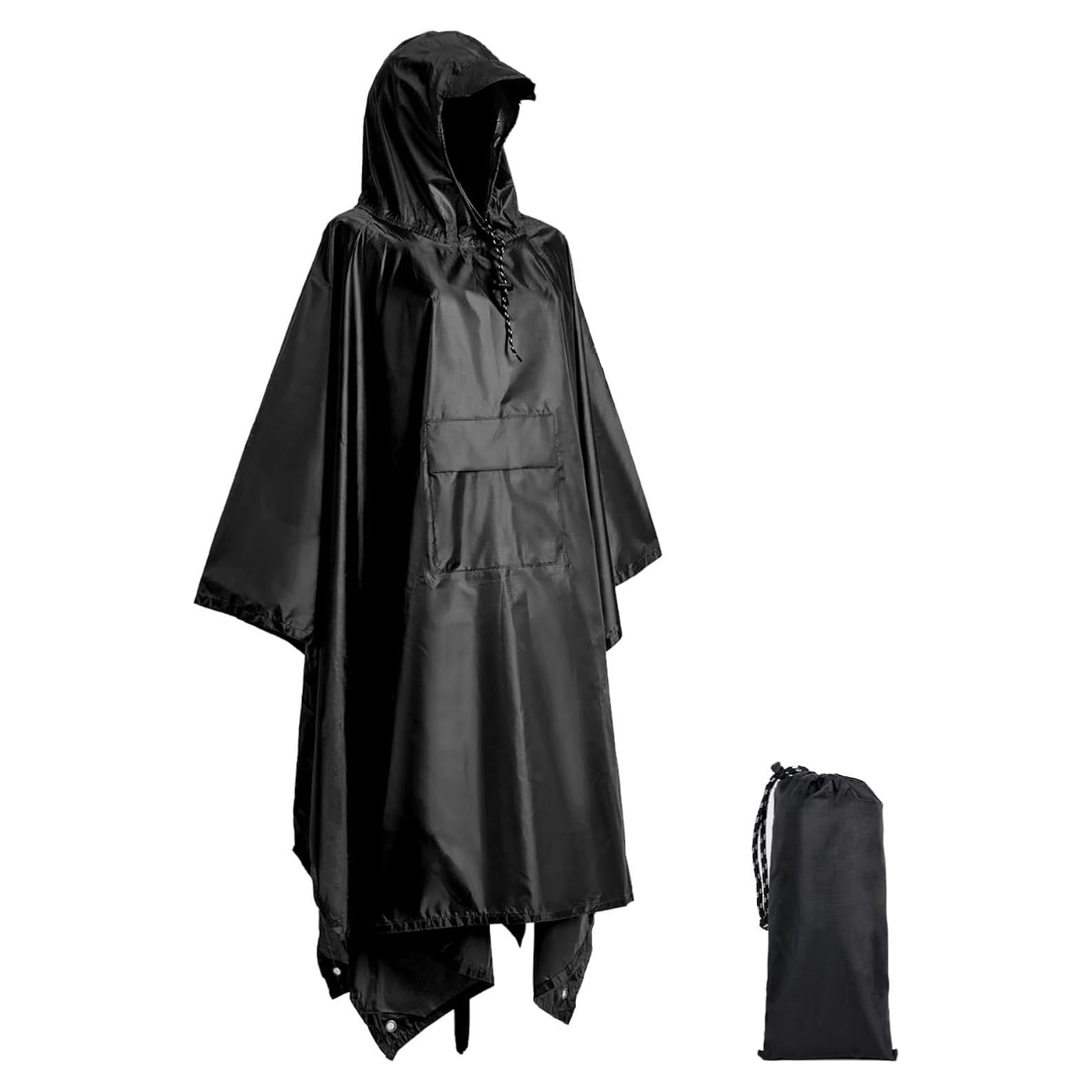 Poncho Impermeable Accevo Unisex Negro 140x210cm Ligero Reutilizable
