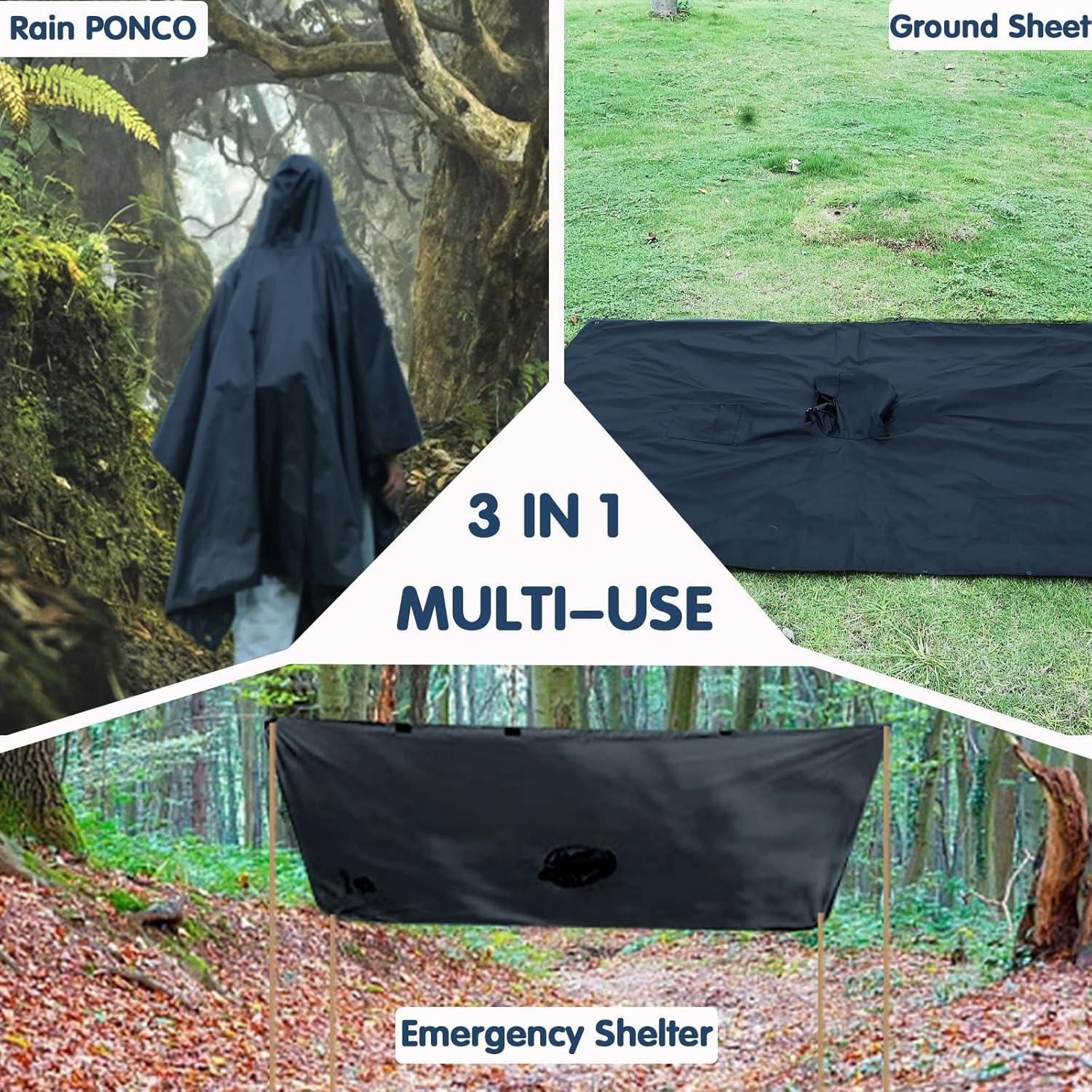 Poncho Impermeable Accevo Unisex Negro 140x210cm Ligero Reutilizable