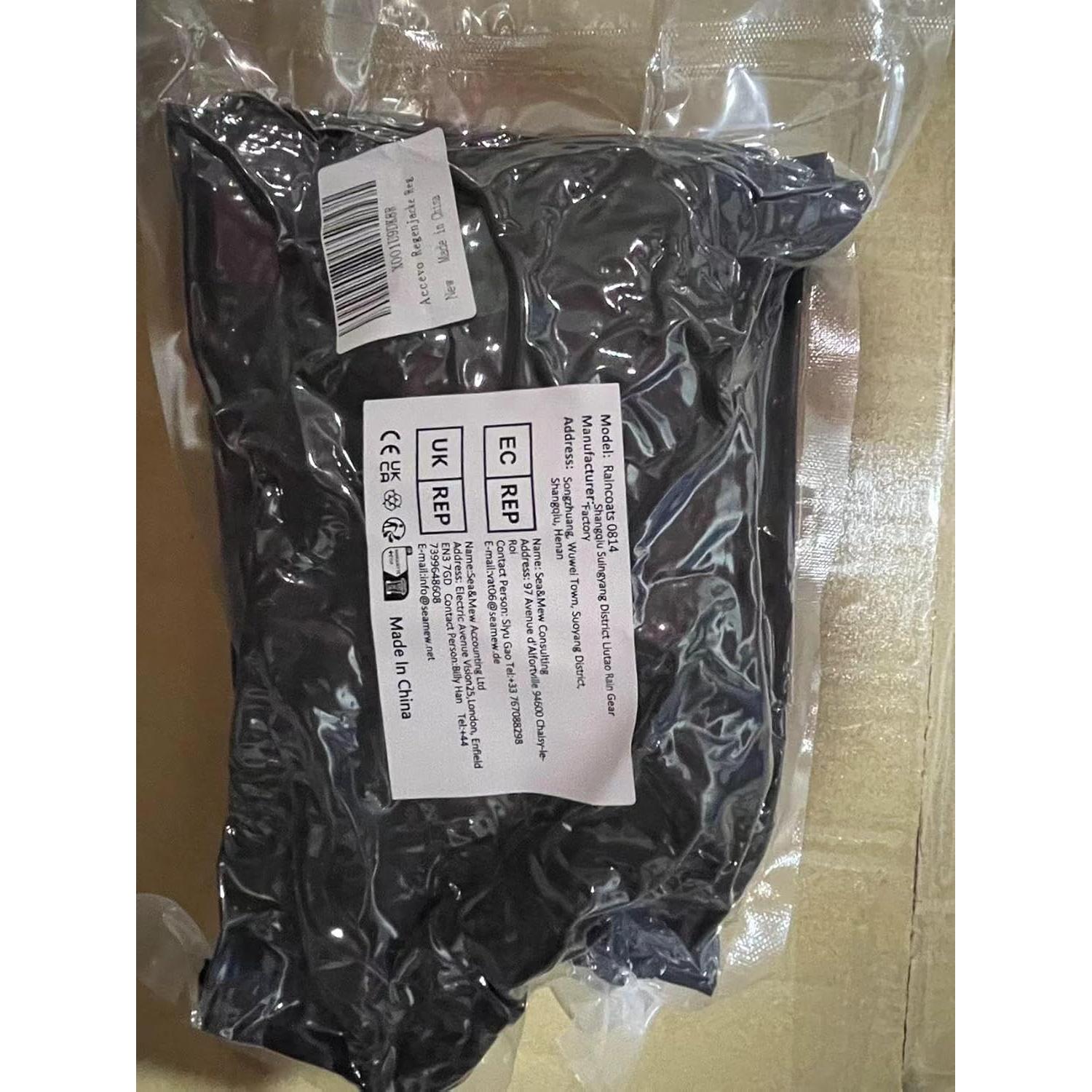 Poncho Impermeable Accevo Unisex Negro 140x210cm Ligero Reutilizable