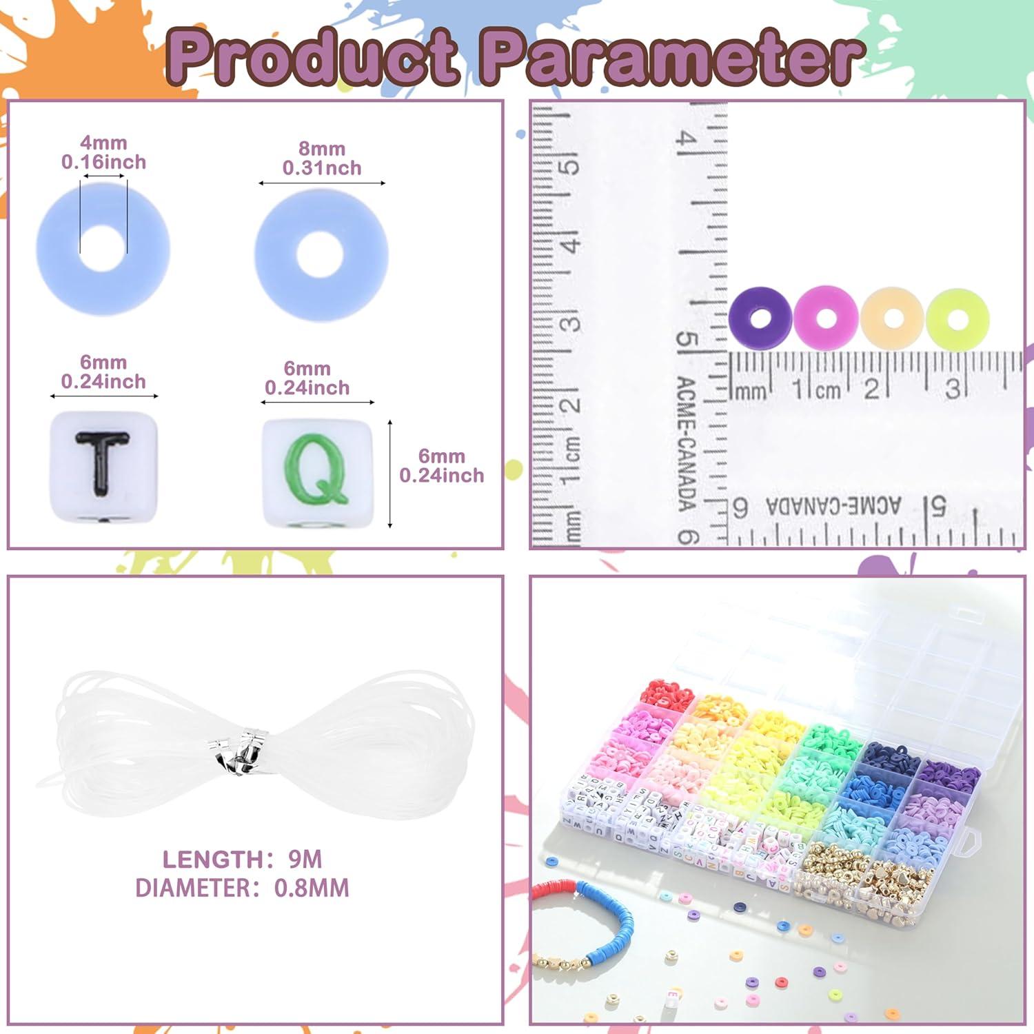 Kit de Pulseras de Cuentas de Arcilla Sahoottie 2000 Piezas 6mm