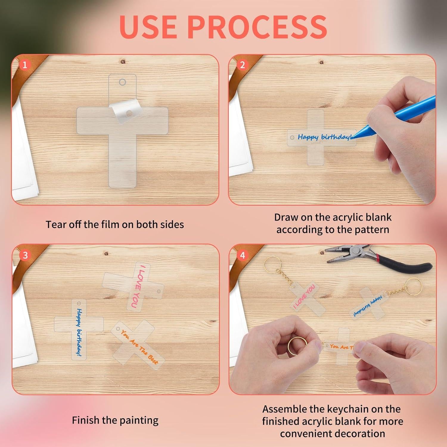 Llavero Acrílico Transparente YaeYur 12PCS 4x5cm para DIY