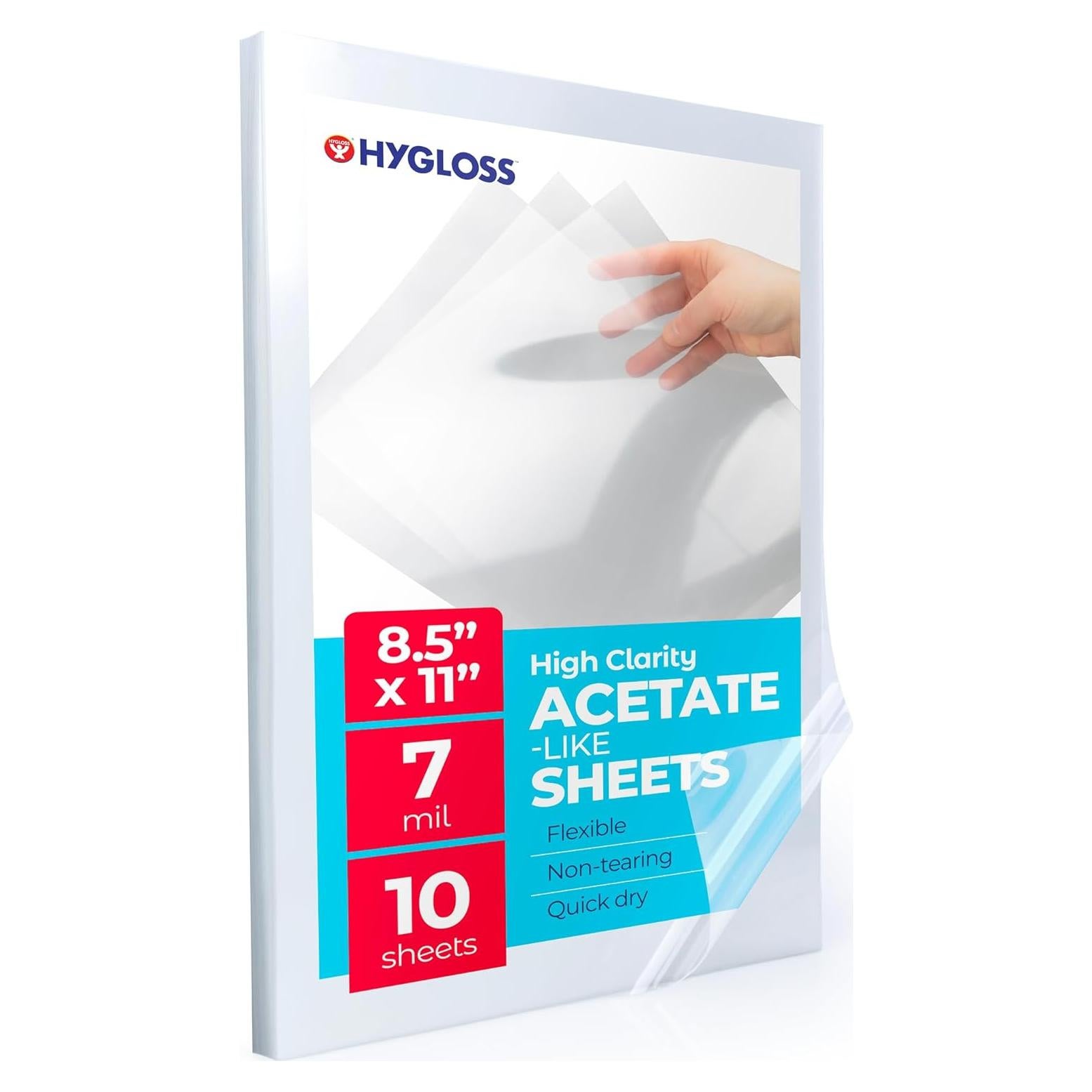 Papel de Acetato Transparente Hygloss 21.6 x 27.9 cm - Paquete de 10 Hojas