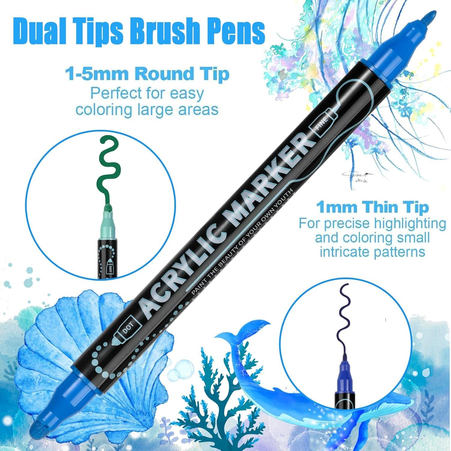 Marcadores Acrílicos ZZWUAPT Doble Punta 24 Colores 1-5mm