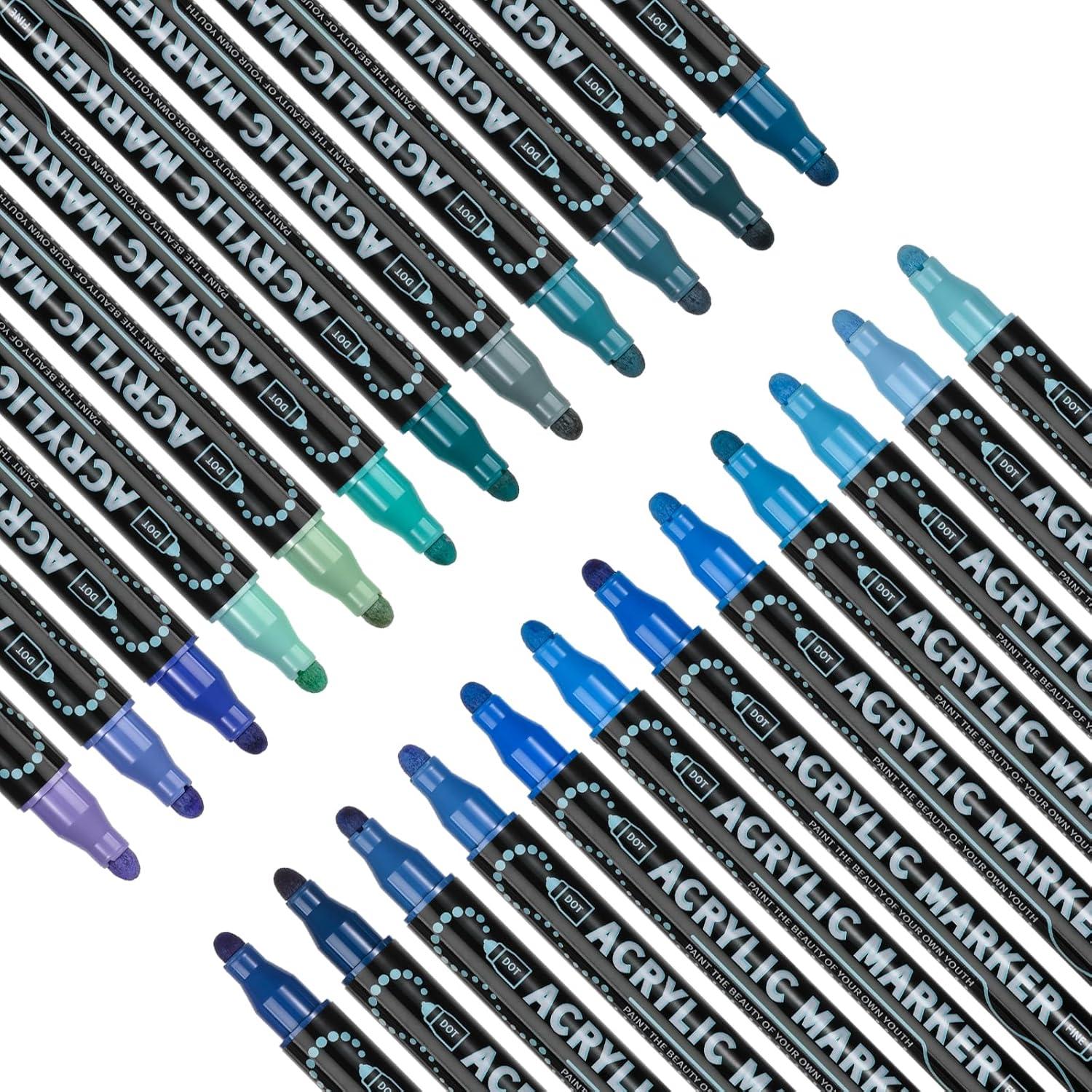 Marcadores Acrílicos ZZWUAPT Doble Punta 24 Colores 1-5mm