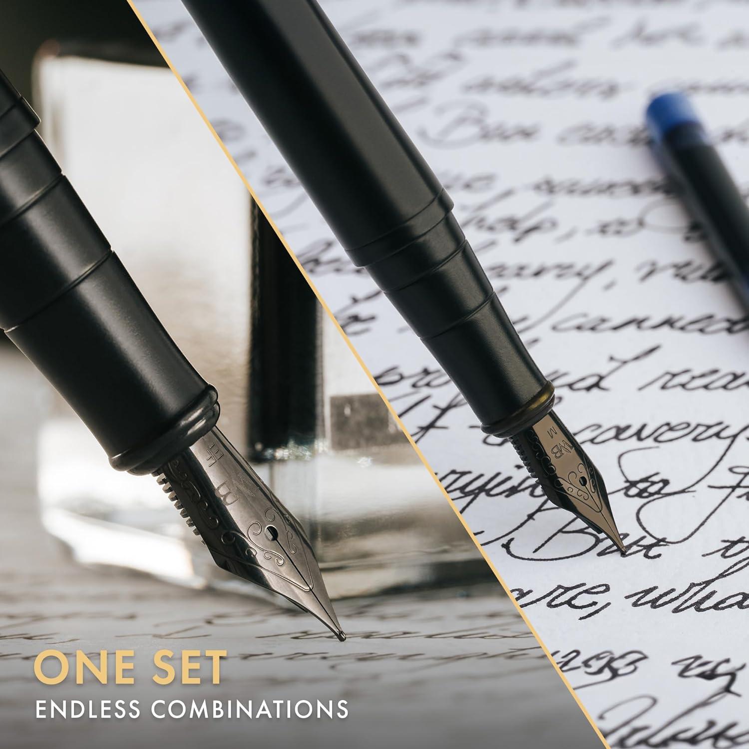 Conjunto de Plumas Fuente Wordsworth & Black - Todo Negro