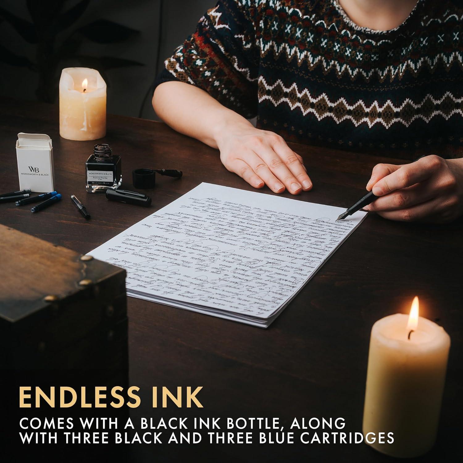 Conjunto de Plumas Fuente Wordsworth & Black - Todo Negro