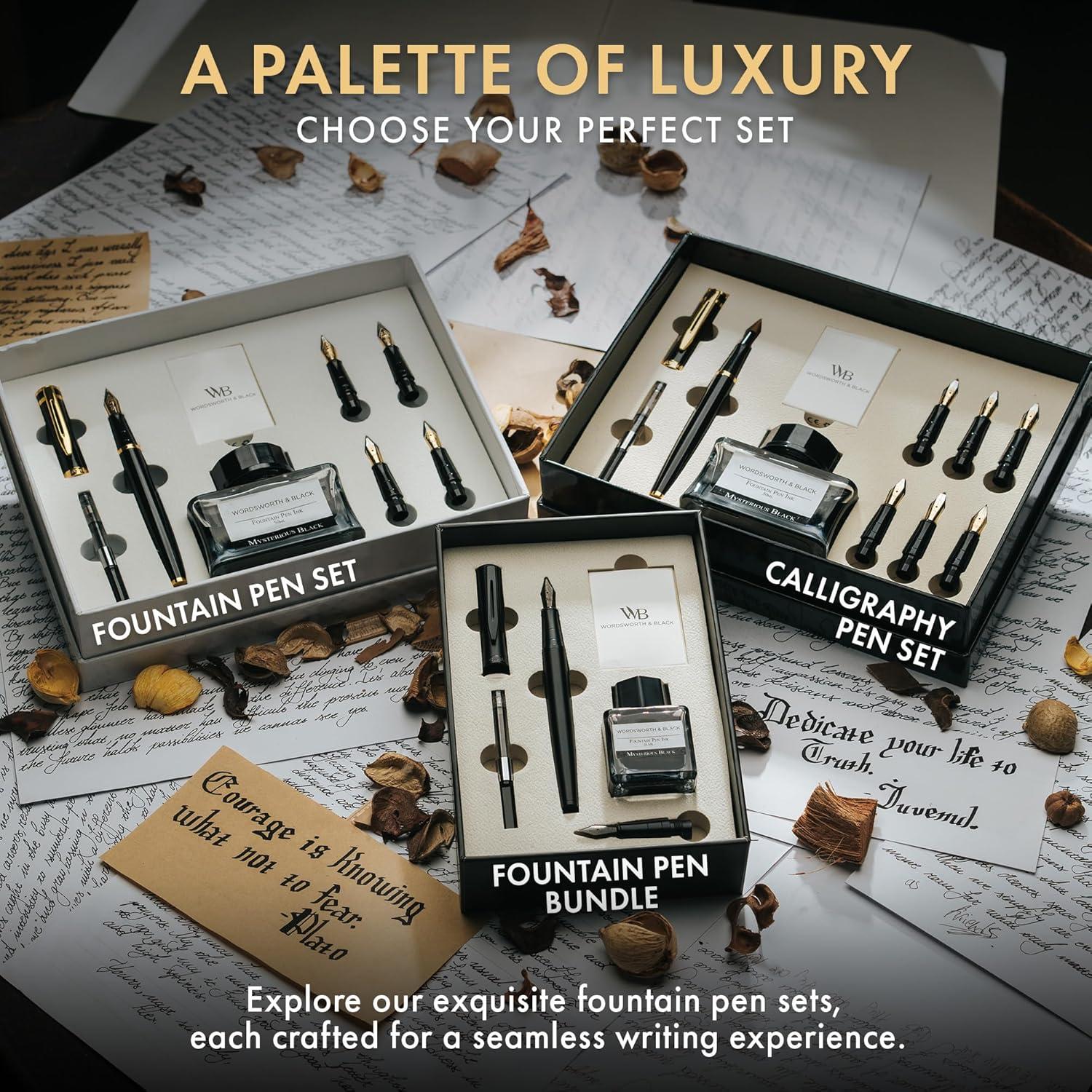 Conjunto de Plumas Fuente Wordsworth & Black - Todo Negro