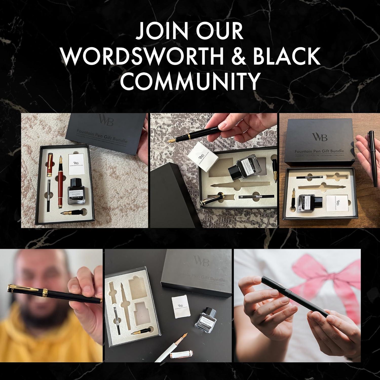 Conjunto de Plumas Fuente Wordsworth & Black - Todo Negro